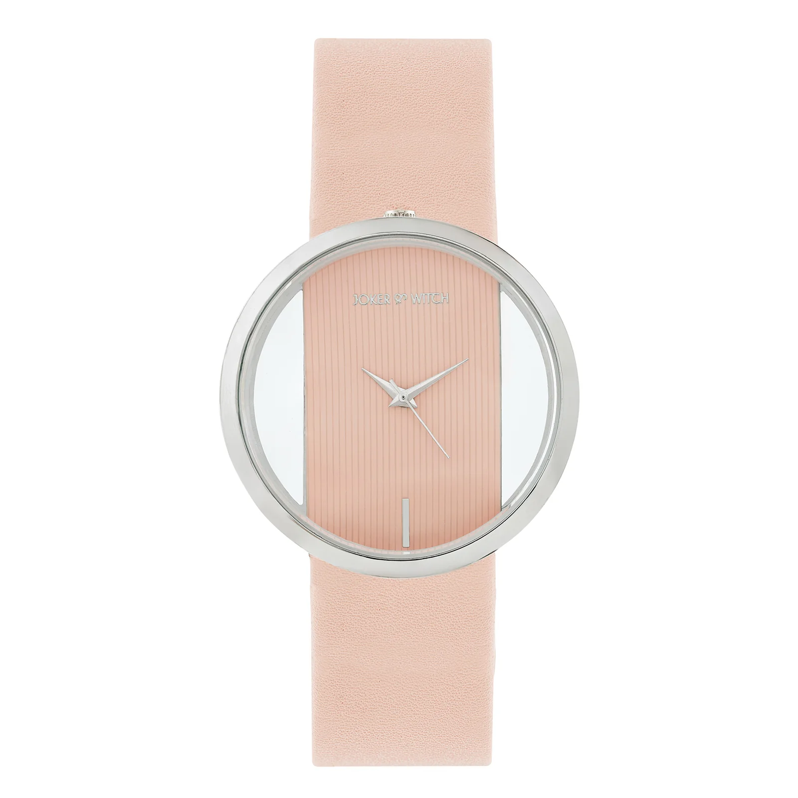Futuristic Silver Pink Large Dial PU Strap Women's Watch - Image 3