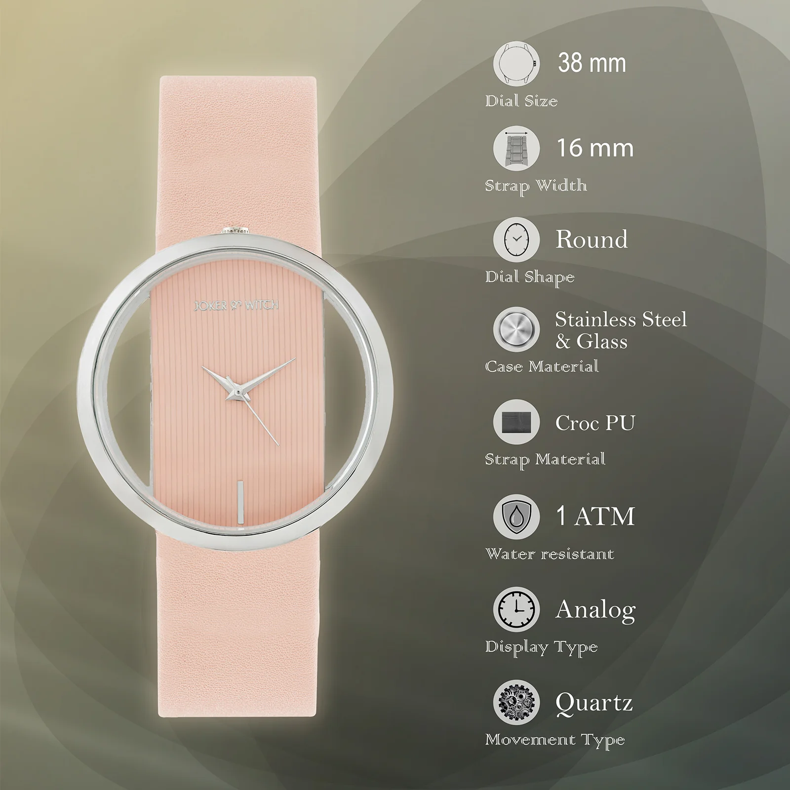 Futuristic Silver Pink Large Dial PU Strap Women's Watch - Image 8