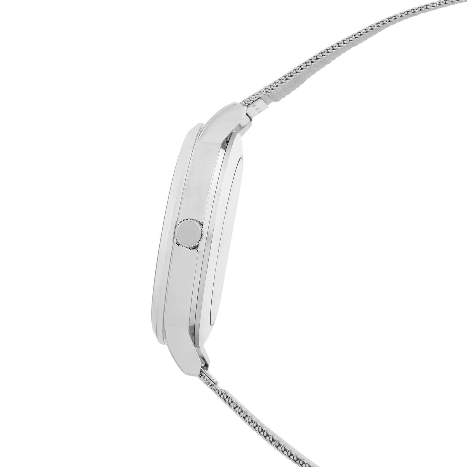 Futuristic Silver Large Glitter Dial Mesh Strap Women's Watch - Image 5