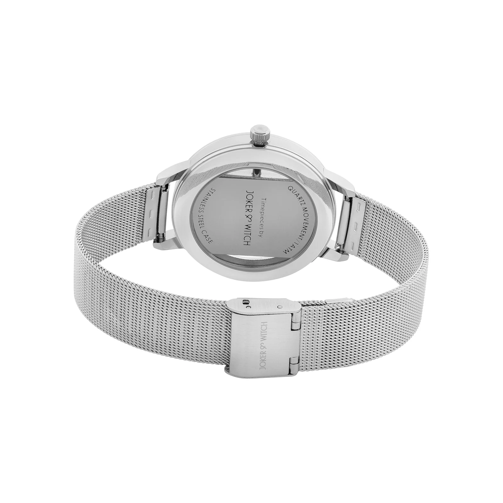 Futuristic Silver Large Glitter Dial Mesh Strap Women's Watch - Image 6