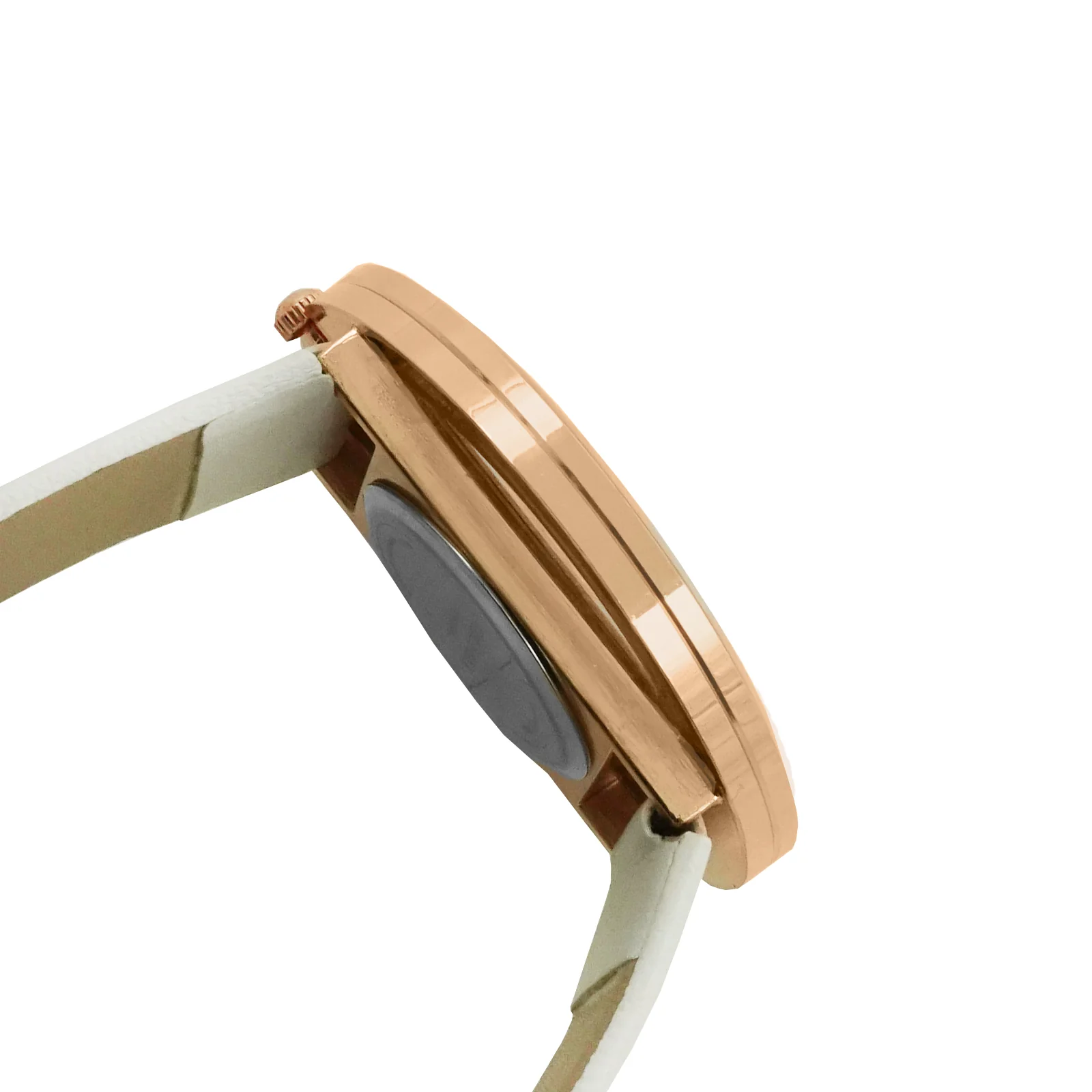 Futuristic Rose Gold White Large Dial White PU Strap Women's Watch - Image 3