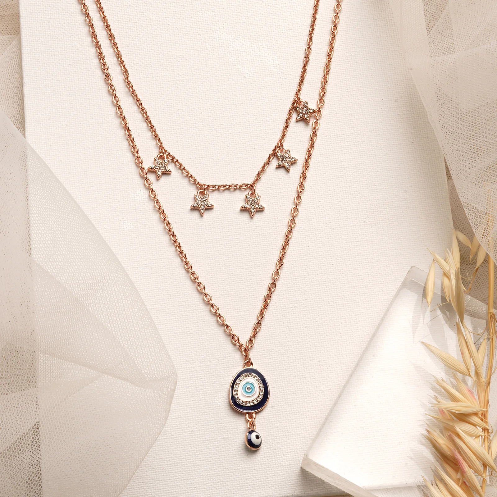 Gazing Evil Eye Layered Necklace - Image 2