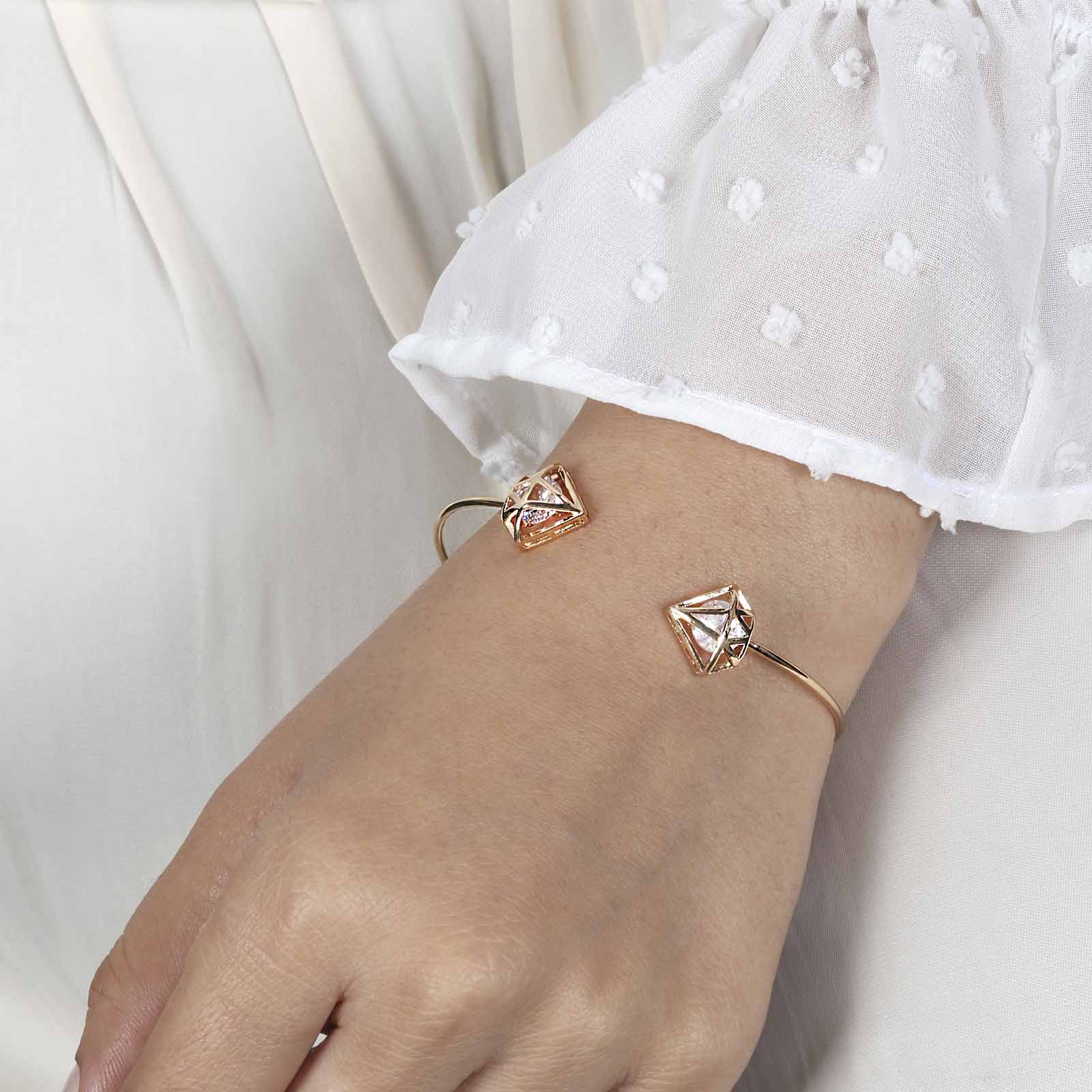 Gem Shaped Rosegold Open Cuff - Image 2