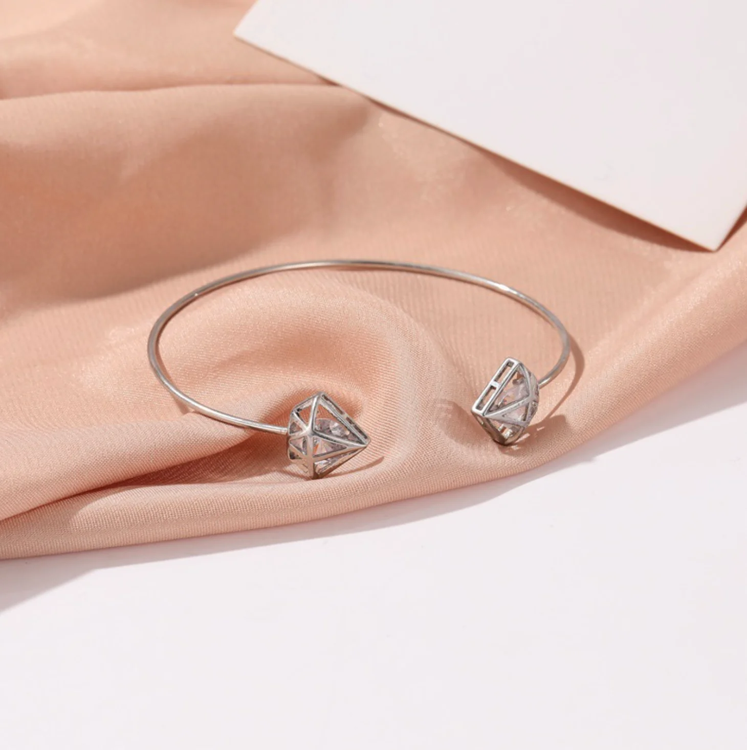 Gem Shaped Silver Open Cuff - Image 2