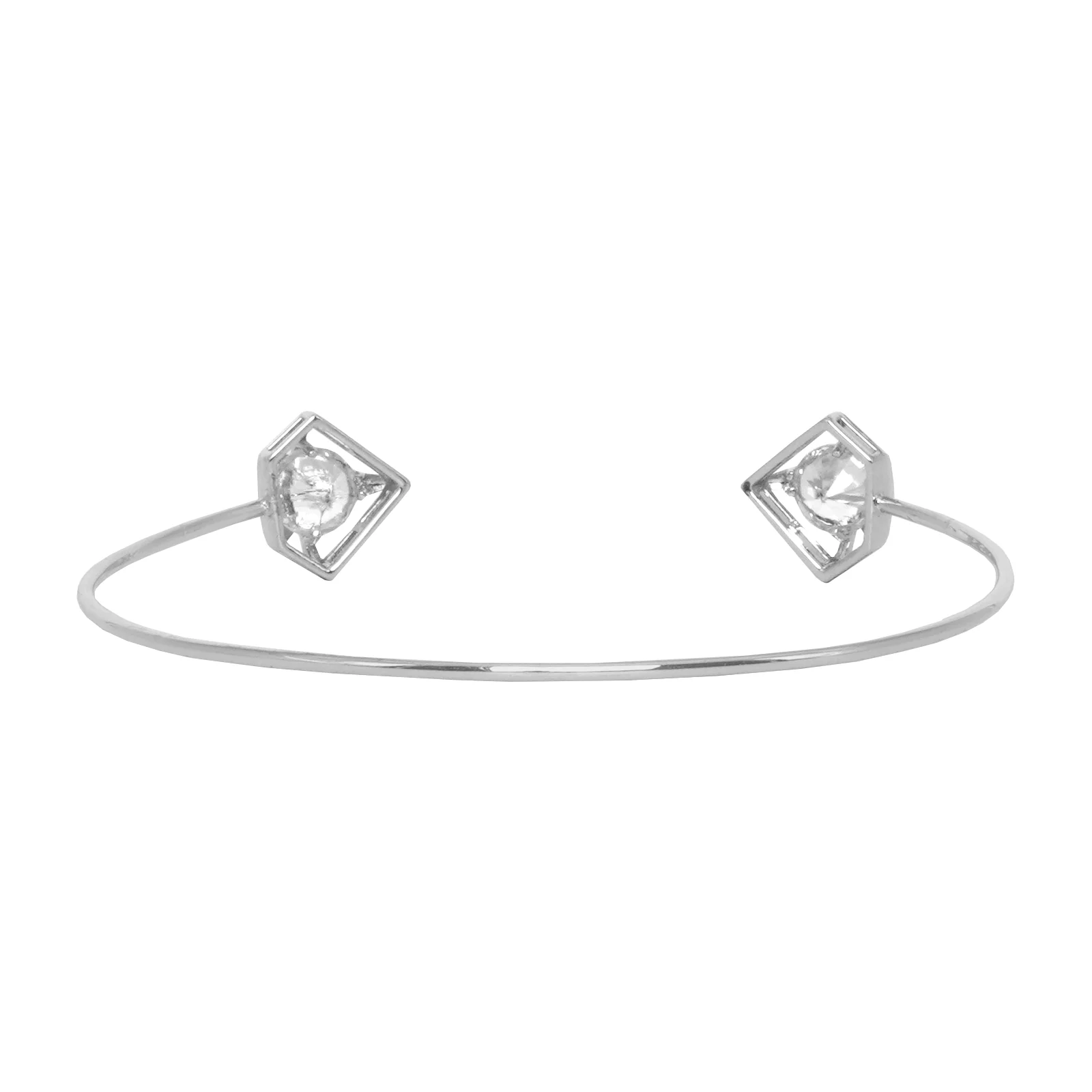 Gem Shaped Silver Open Cuff - Image 5