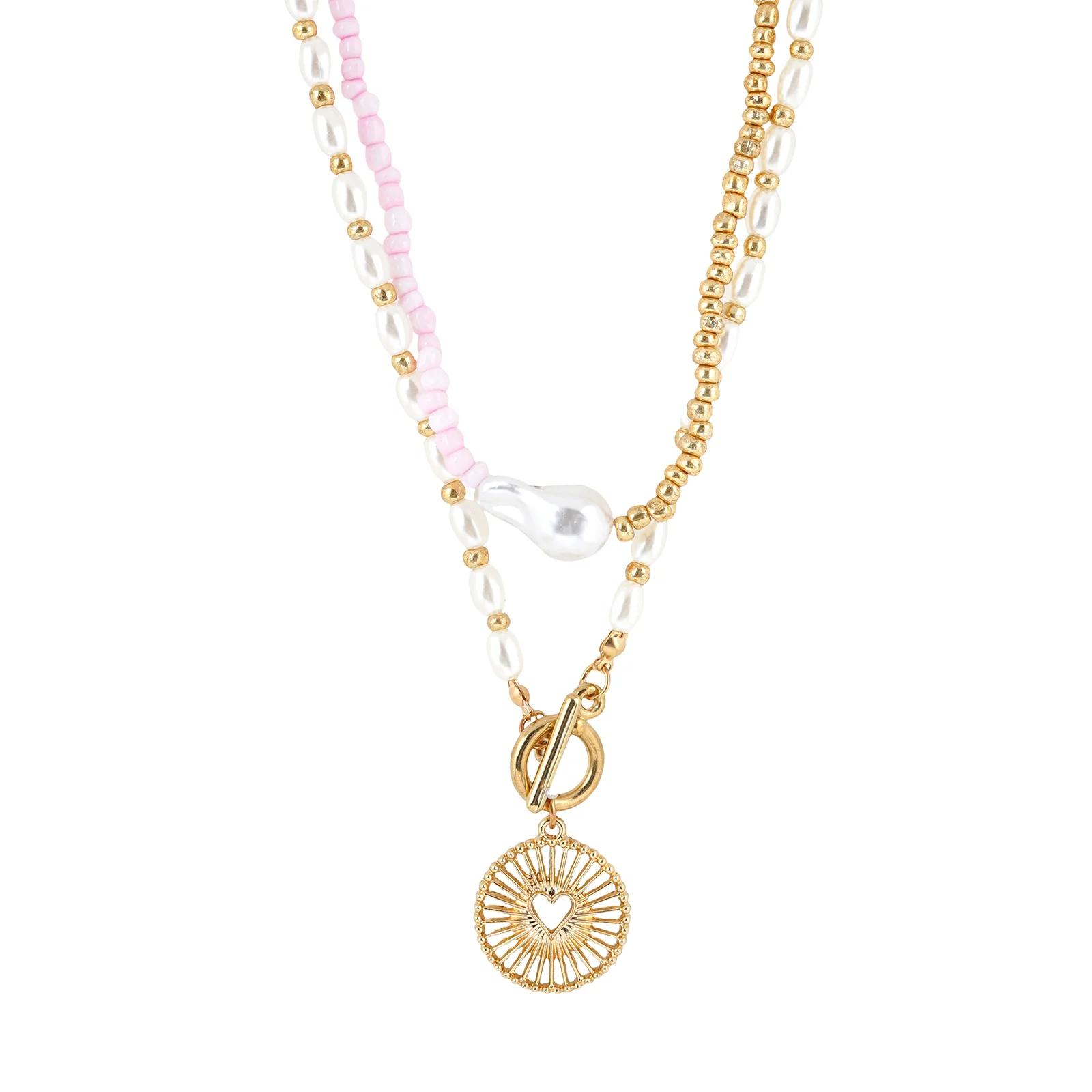 Gemma Double Layered Pearl And Charm Necklace - Image 3