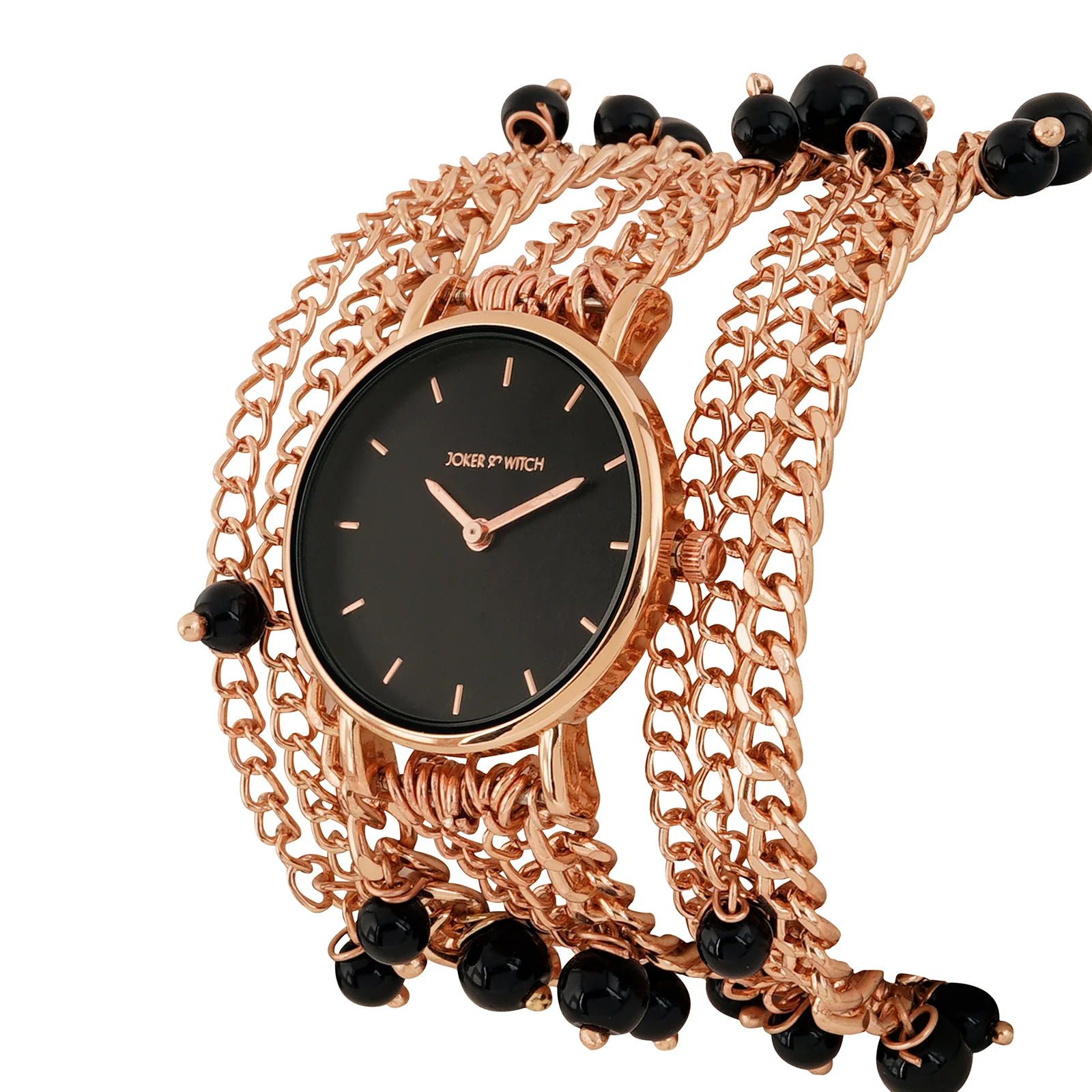 Genevieve Black Small Dial Rose Gold Pearl Wrap Around Strap Women's Watch - Image 5