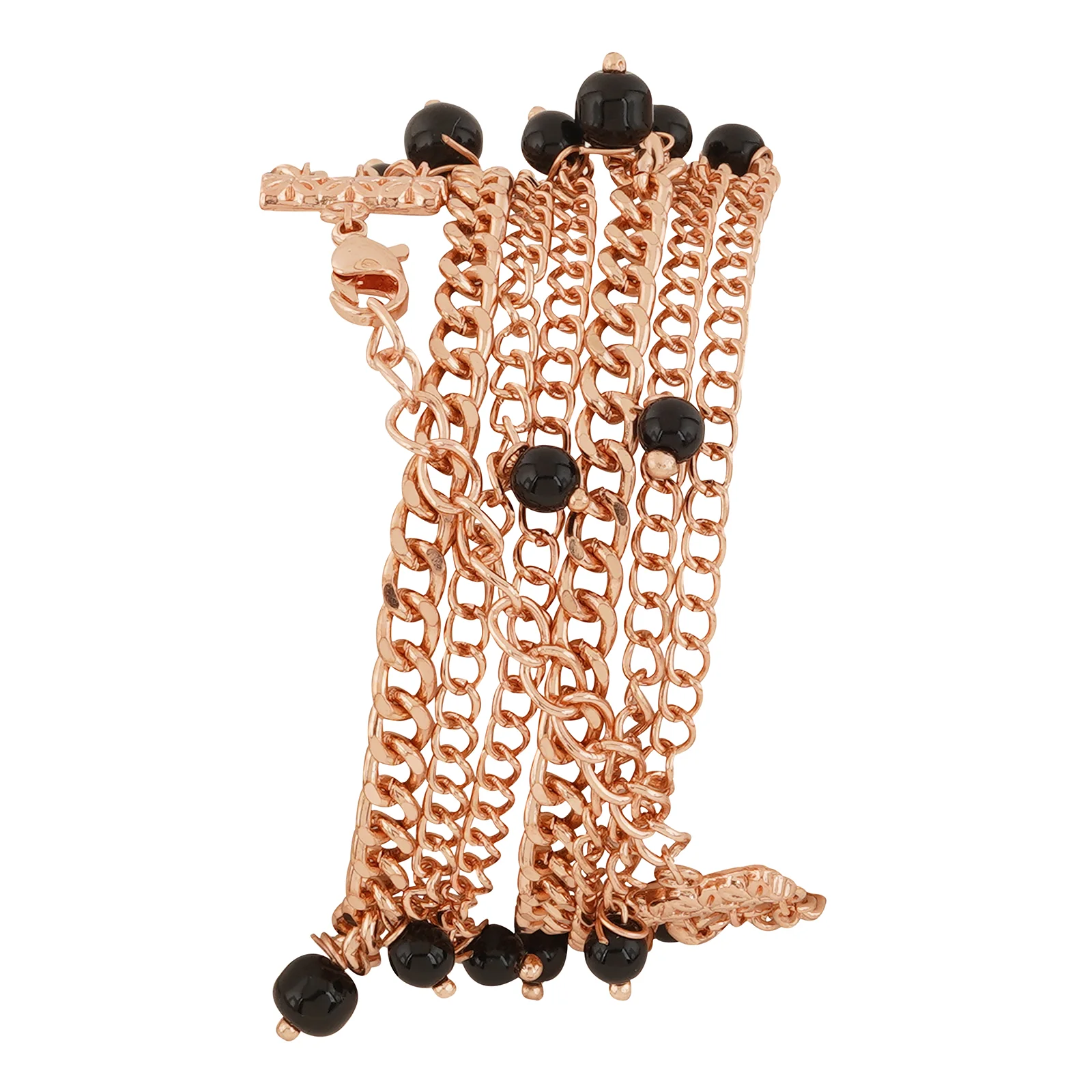 Genevieve Black Small Dial Rose Gold Pearl Wrap Around Strap Women's Watch - Image 6