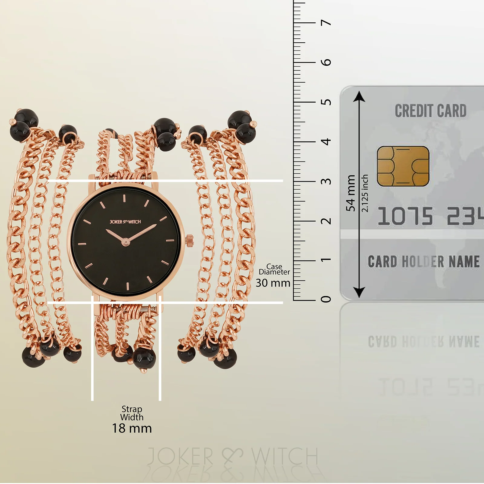 Genevieve Black Small Dial Rose Gold Pearl Wrap Around Strap Women's Watch - Image 9