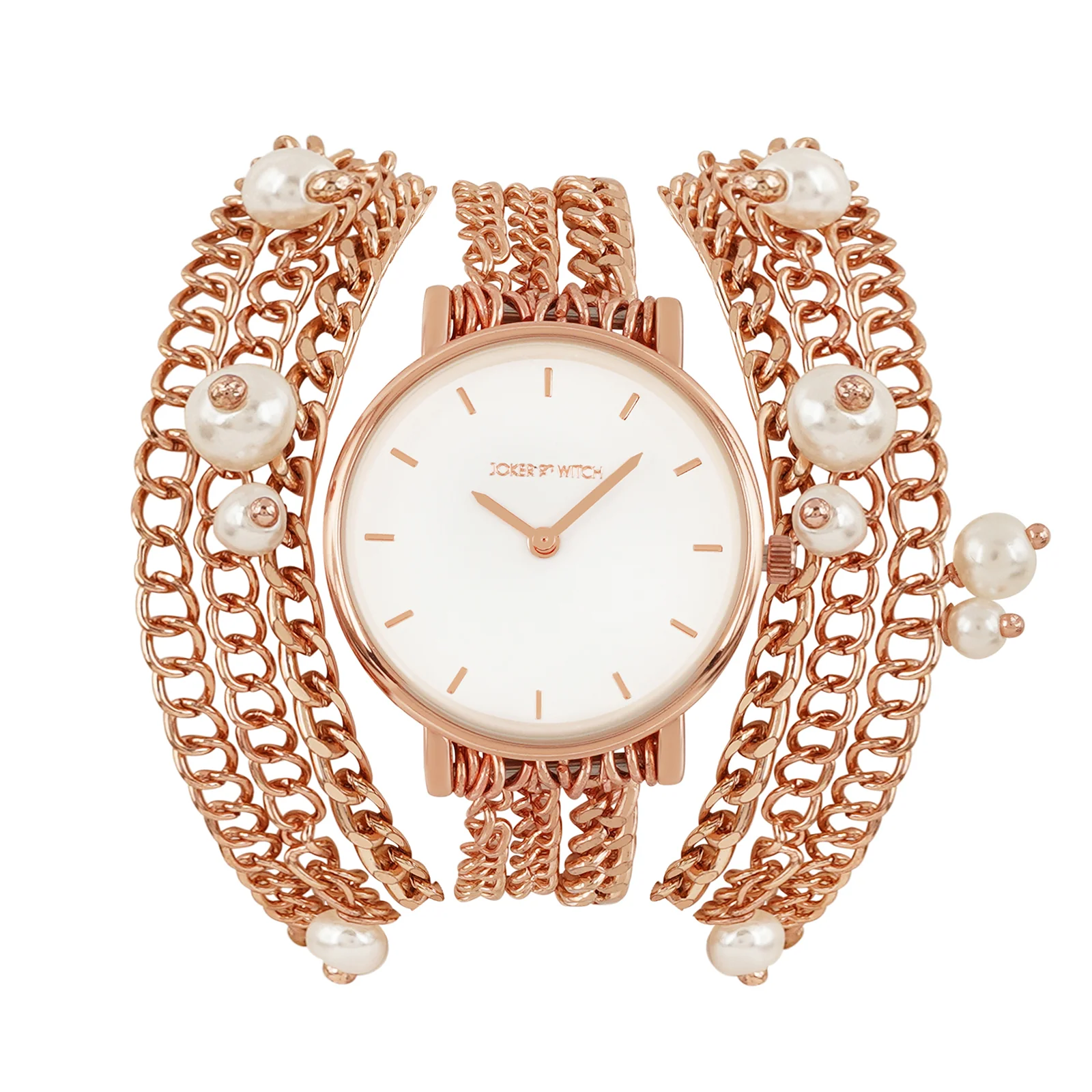 Genevieve White Small Dial Rose Gold Pearl Wrap Around Strap Women's Watch - Image 4