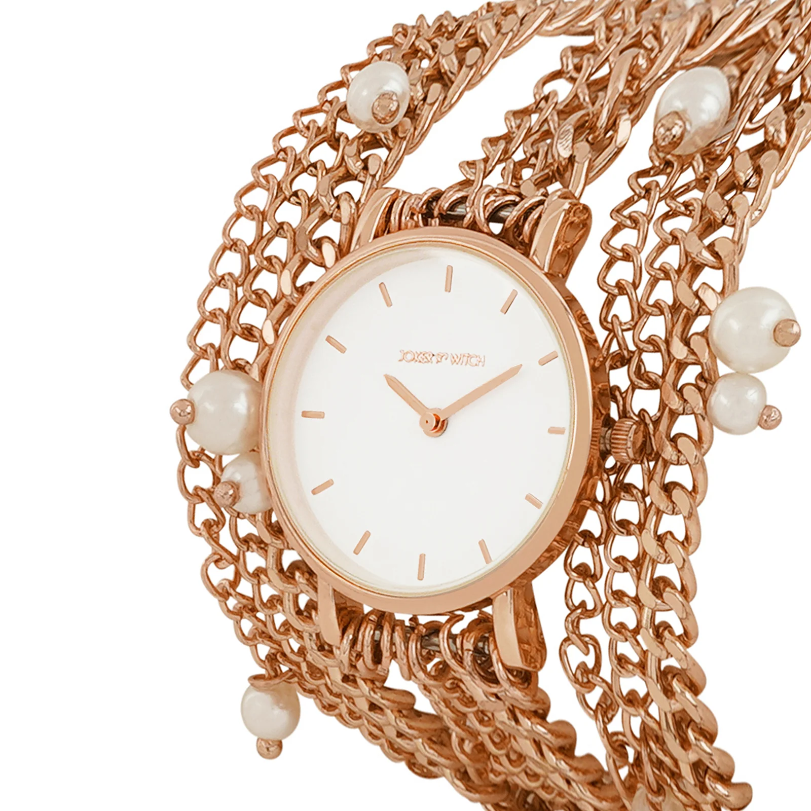 Genevieve White Small Dial Rose Gold Pearl Wrap Around Strap Women's Watch - Image 5