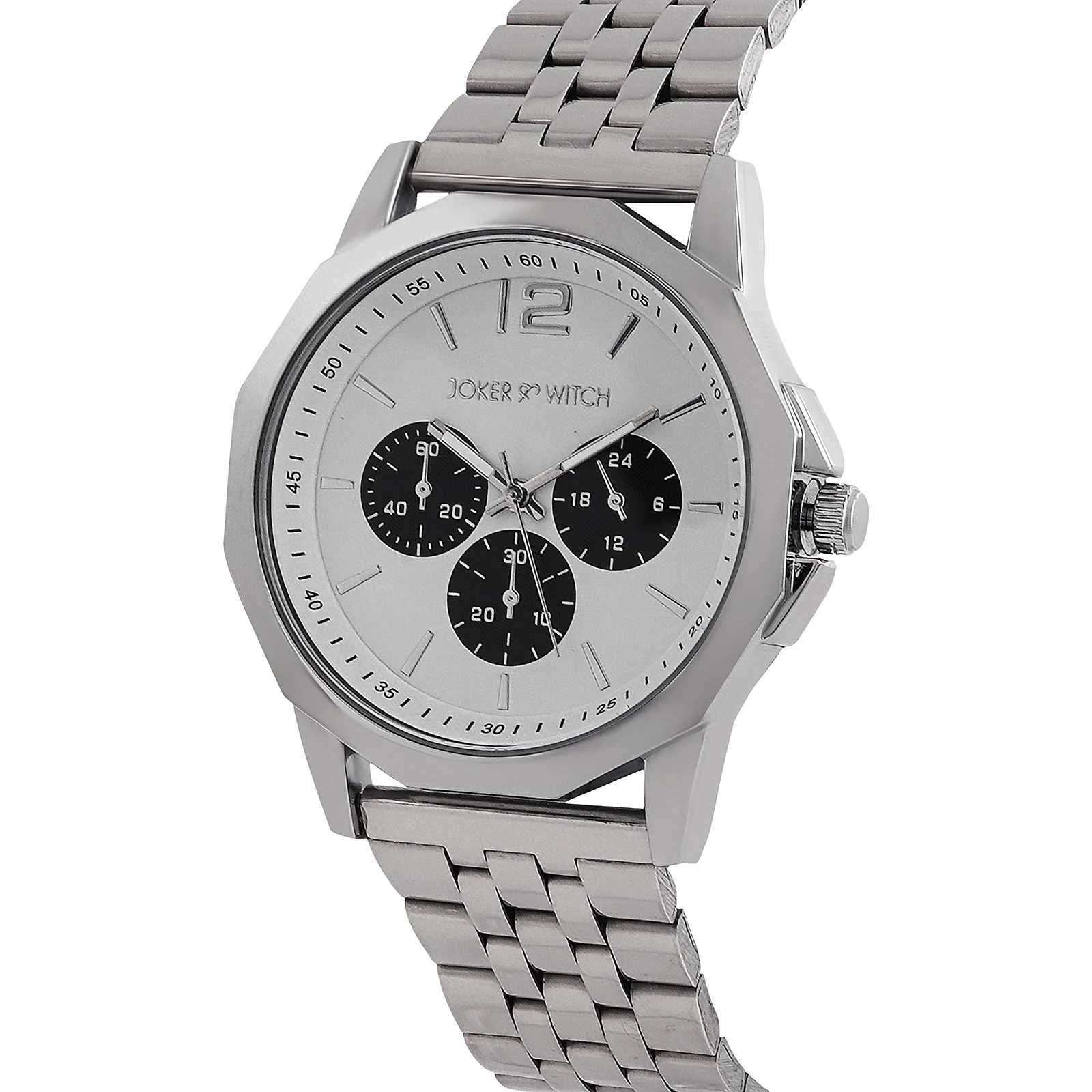 Daytona White Large Dial Silver Linked Chain Strap Men's Watch - Image 4