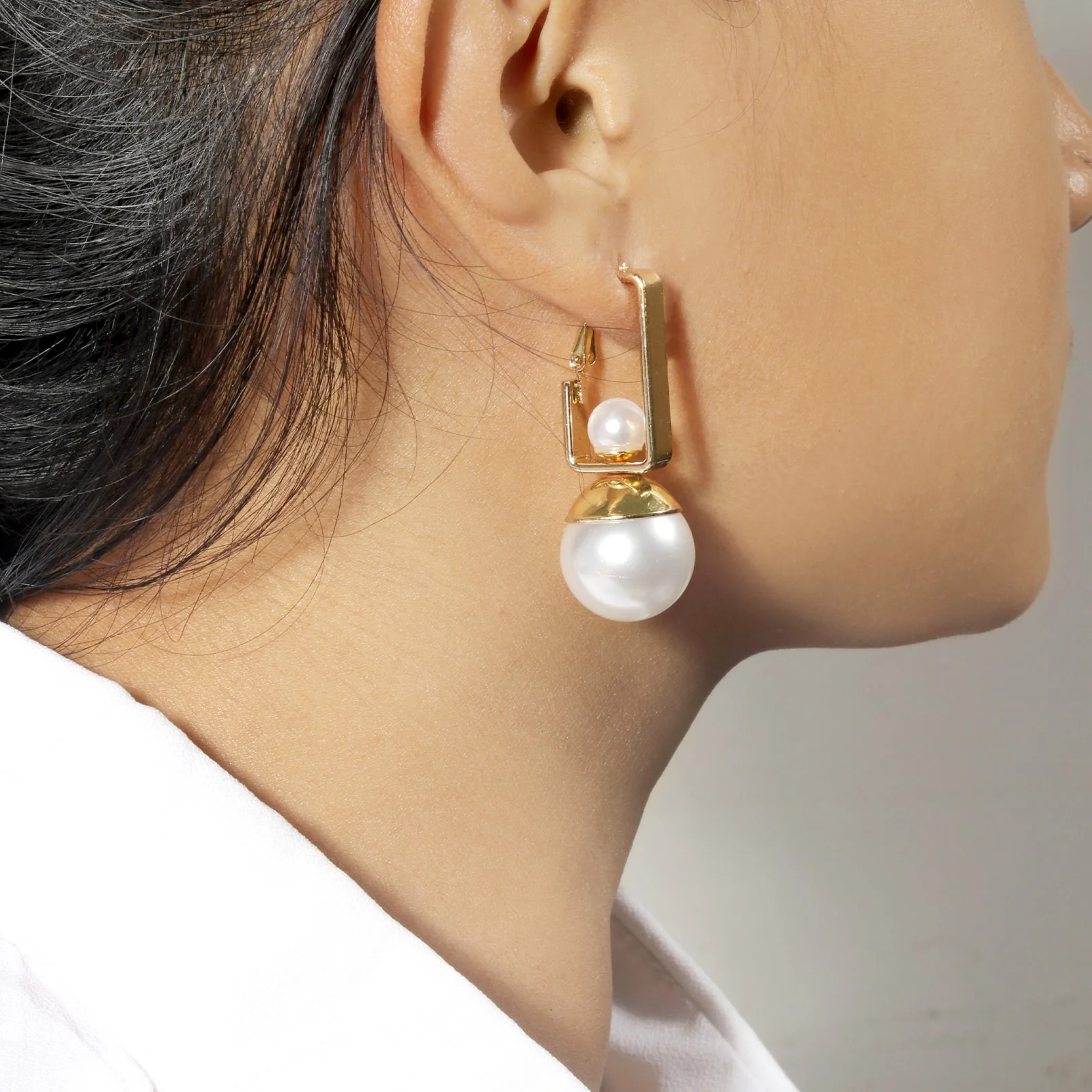 Gia Pearl Drop Gold Earrings - Image 2