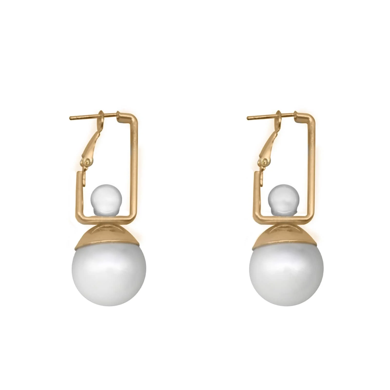 Gia Pearl Drop Gold Earrings - Image 3
