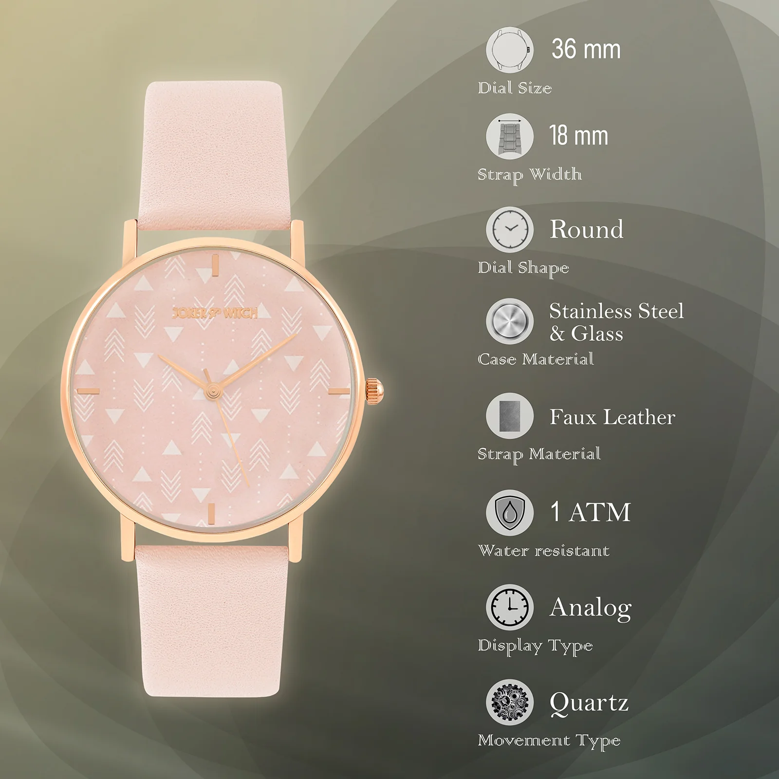 Printed Gingerbread Pink Medium Dial PU Strap Women's Watch - Image 7