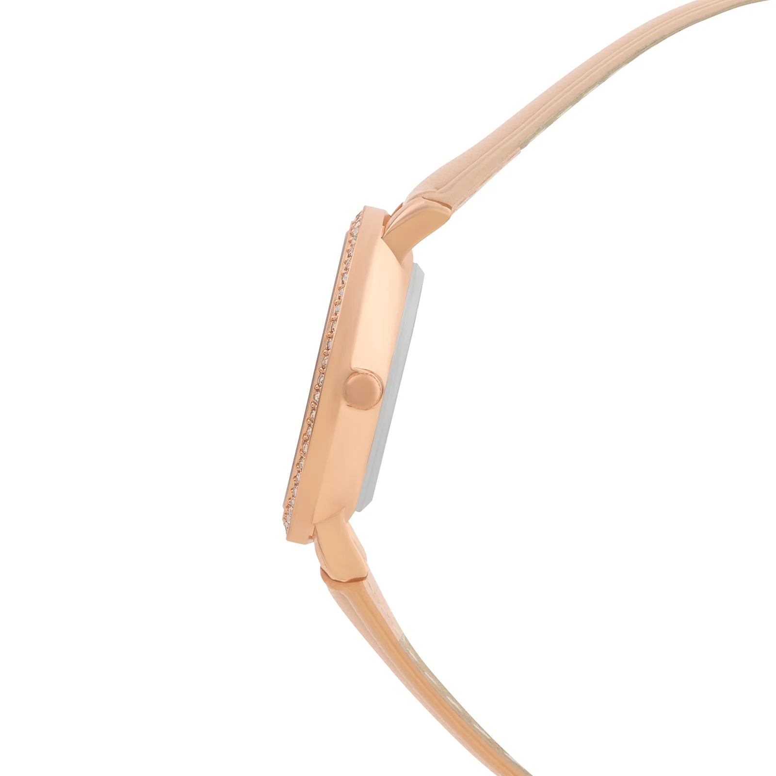 Giselle Beige Medium Rhinestone Dial PU Strap Women's Watch - Image 5