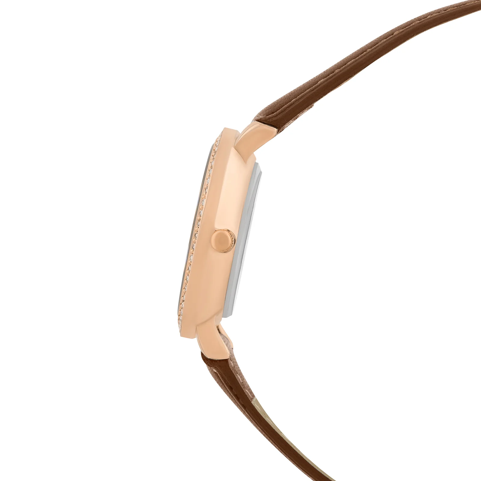 Giselle Brown Medium Rhinestone Dial PU Strap Women's Watch - Image 5