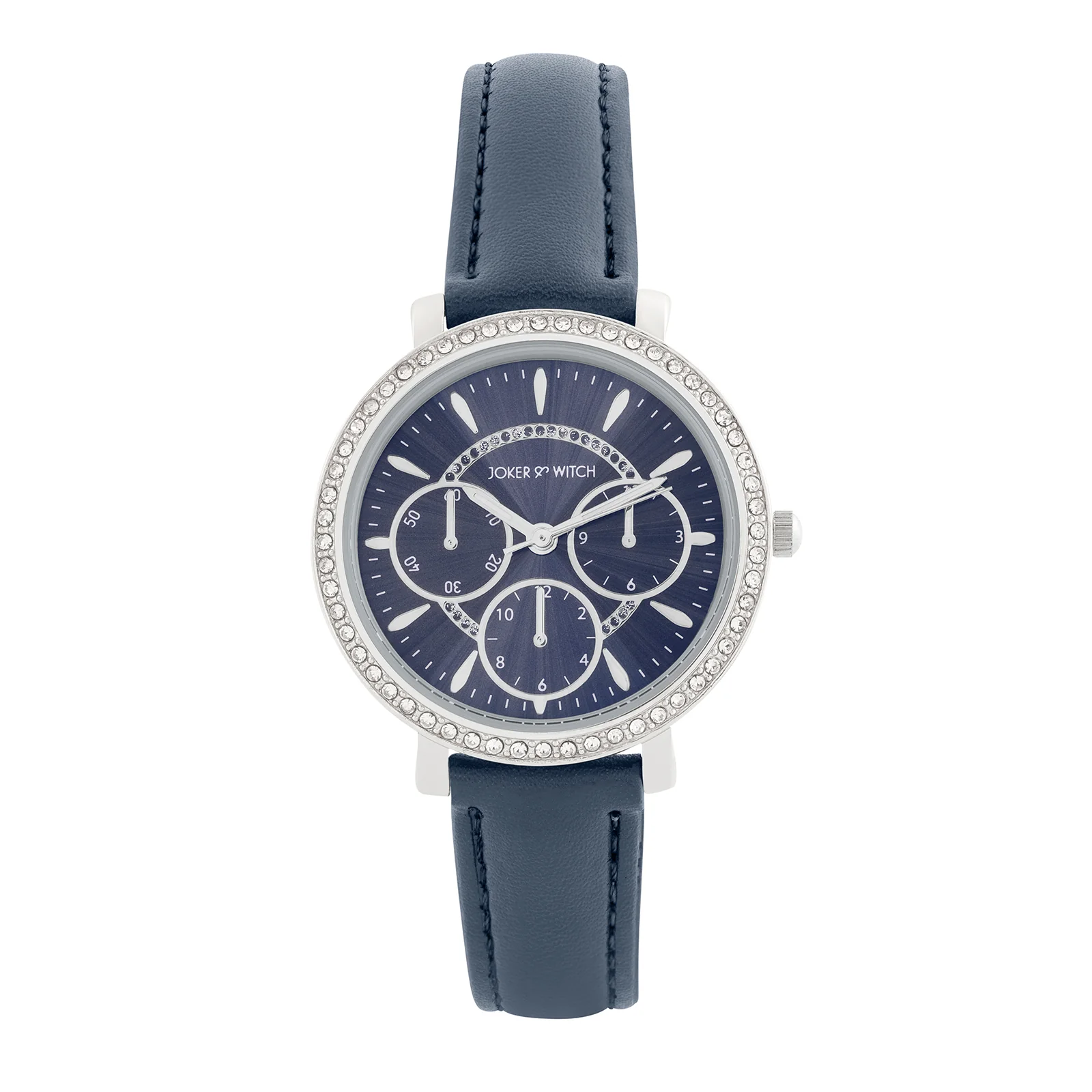 Giselle Blue Medium Rhinestone Dial PU Strap Women's Watch - Image 3