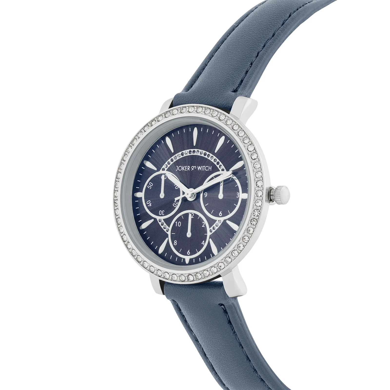 Giselle Blue Medium Rhinestone Dial PU Strap Women's Watch - Image 4