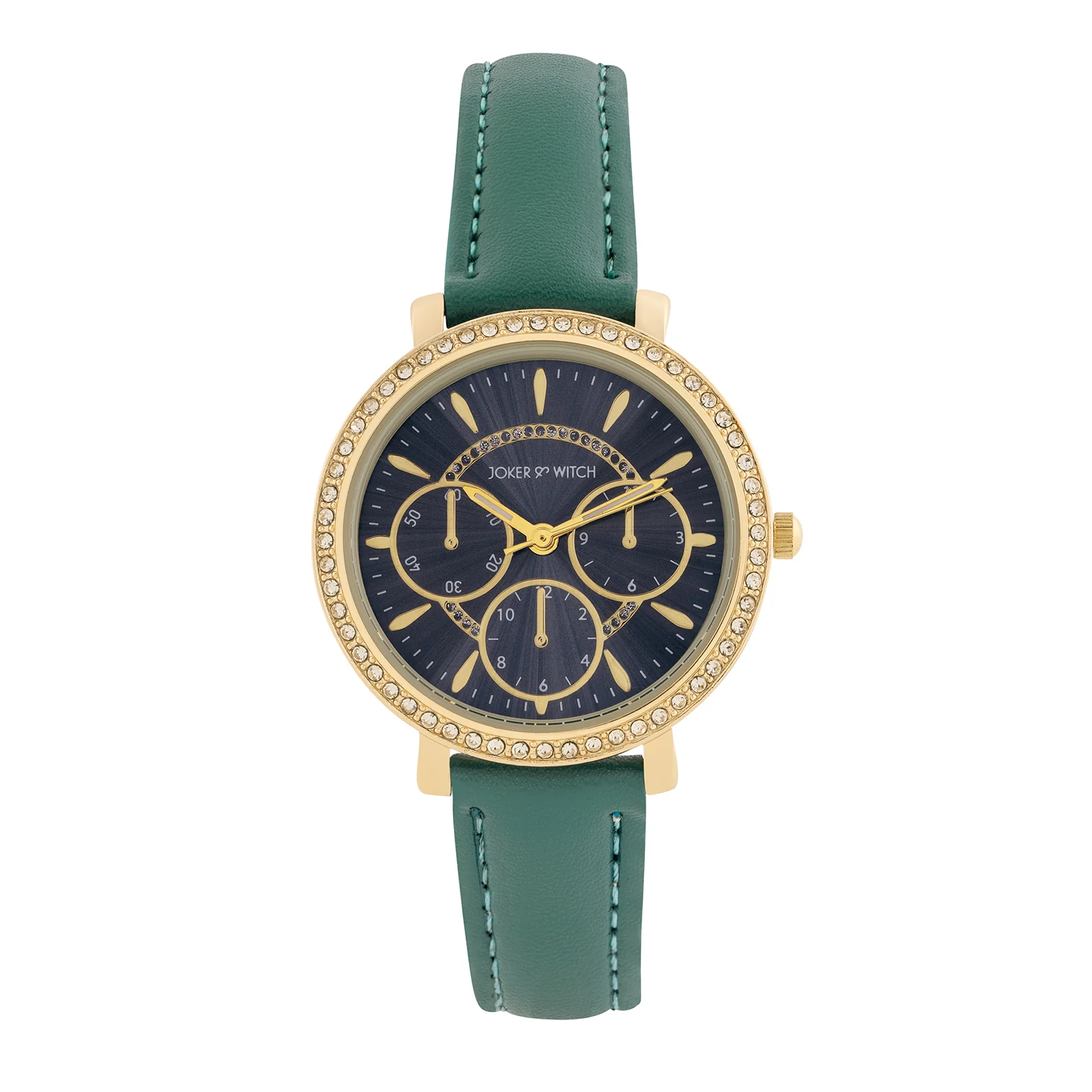 Giselle Green Medium Rhinestone Dial PU Strap Women's Watch - Image 3