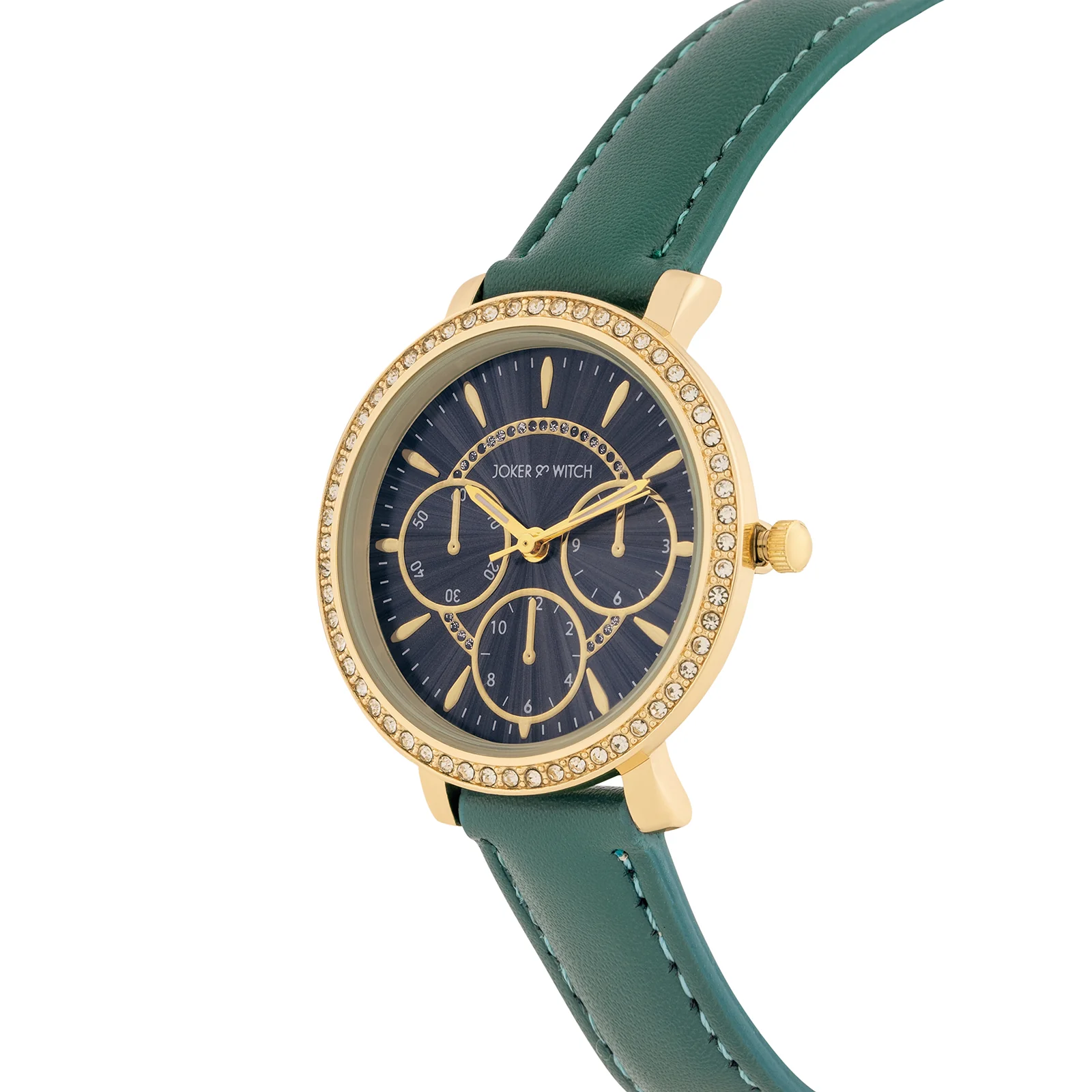 Giselle Green Medium Rhinestone Dial PU Strap Women's Watch - Image 4