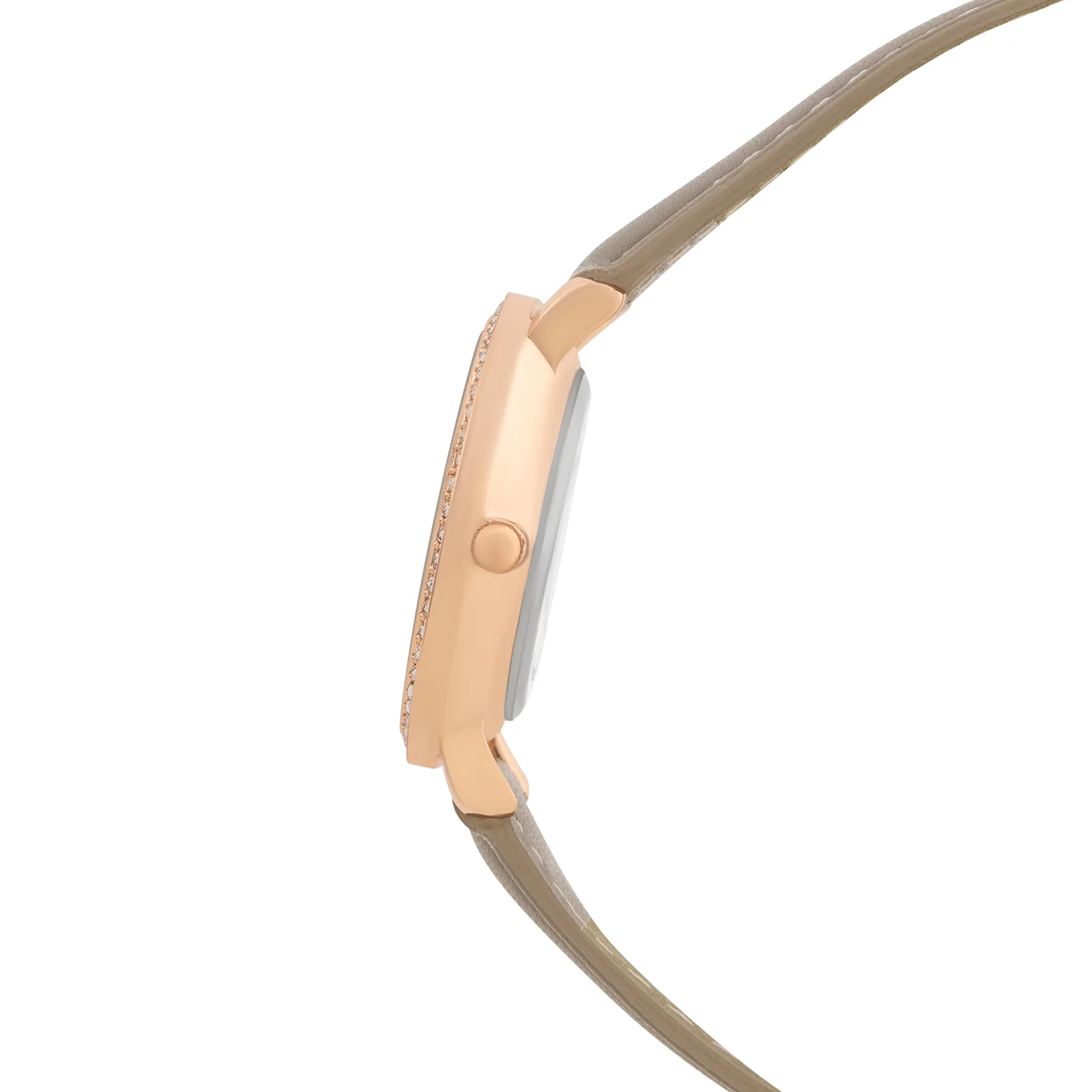 Giselle Taupe Medium Rhinestone Dial PU Strap Women's Watch - Image 5
