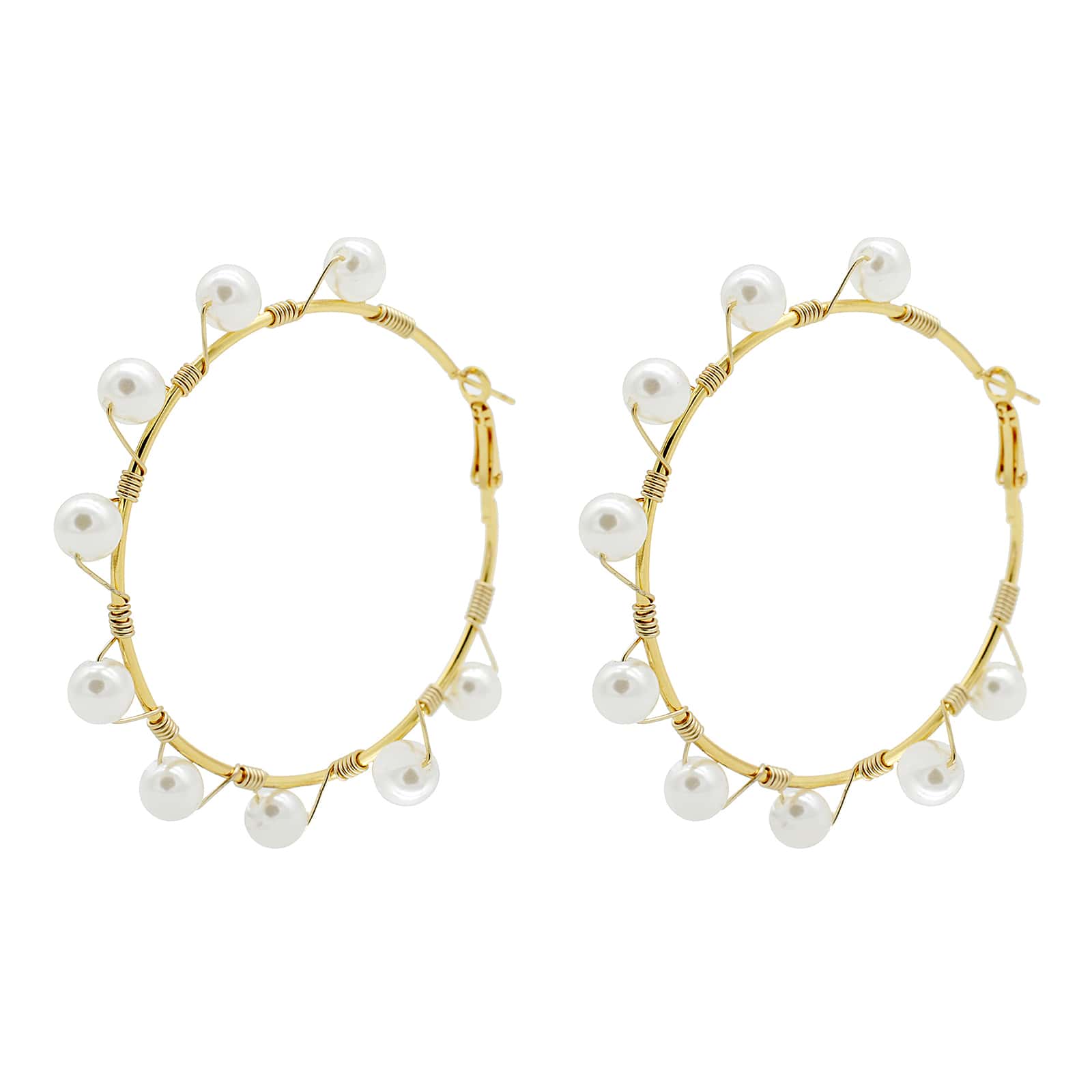 Glam Pearls Hoop Earrings - Image 3