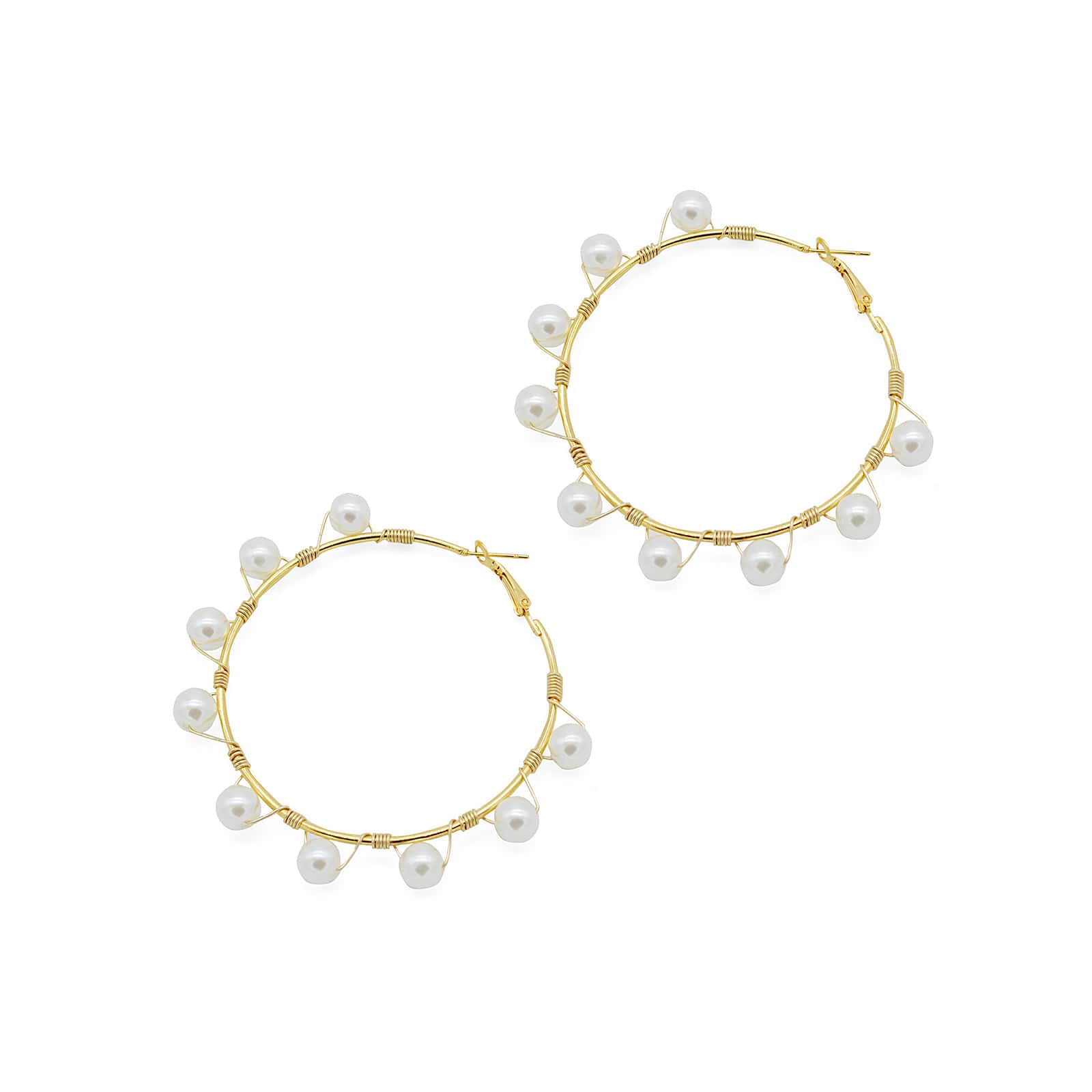 Glam Pearls Hoop Earrings - Image 4