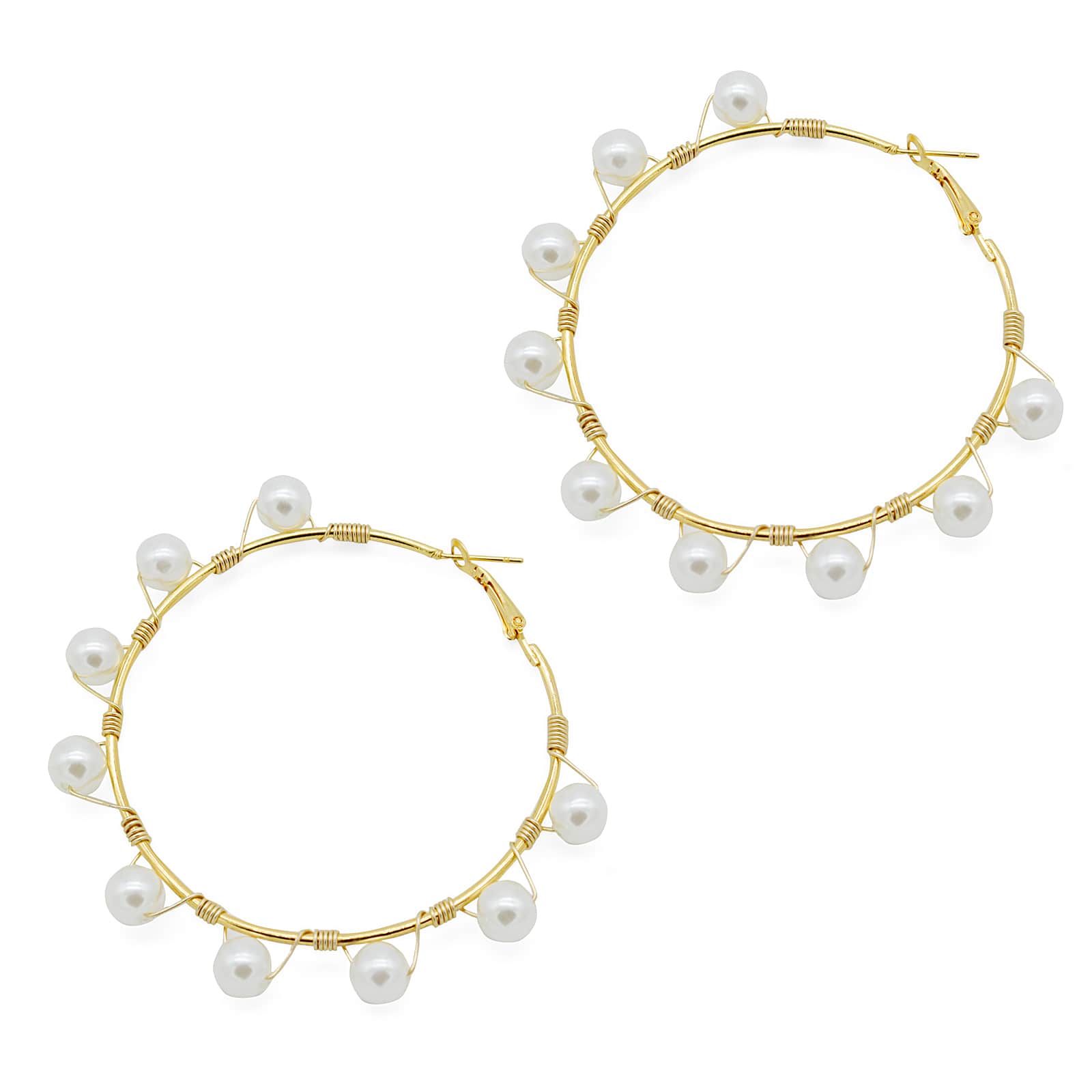 Glam Pearls Hoop Earrings - Image 5