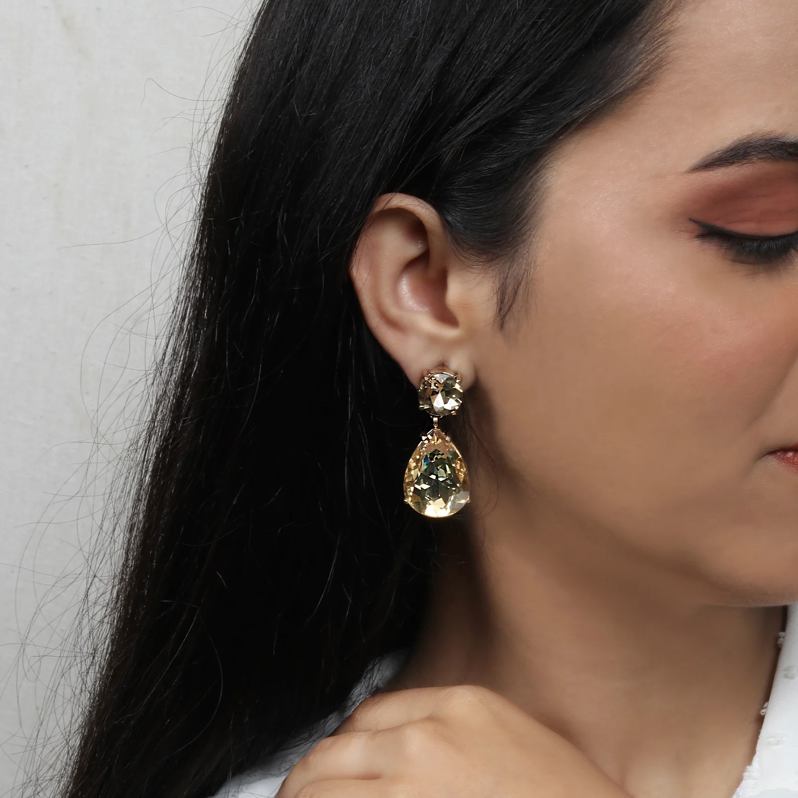 Glam Up Beige Drop Earrings - Image 2