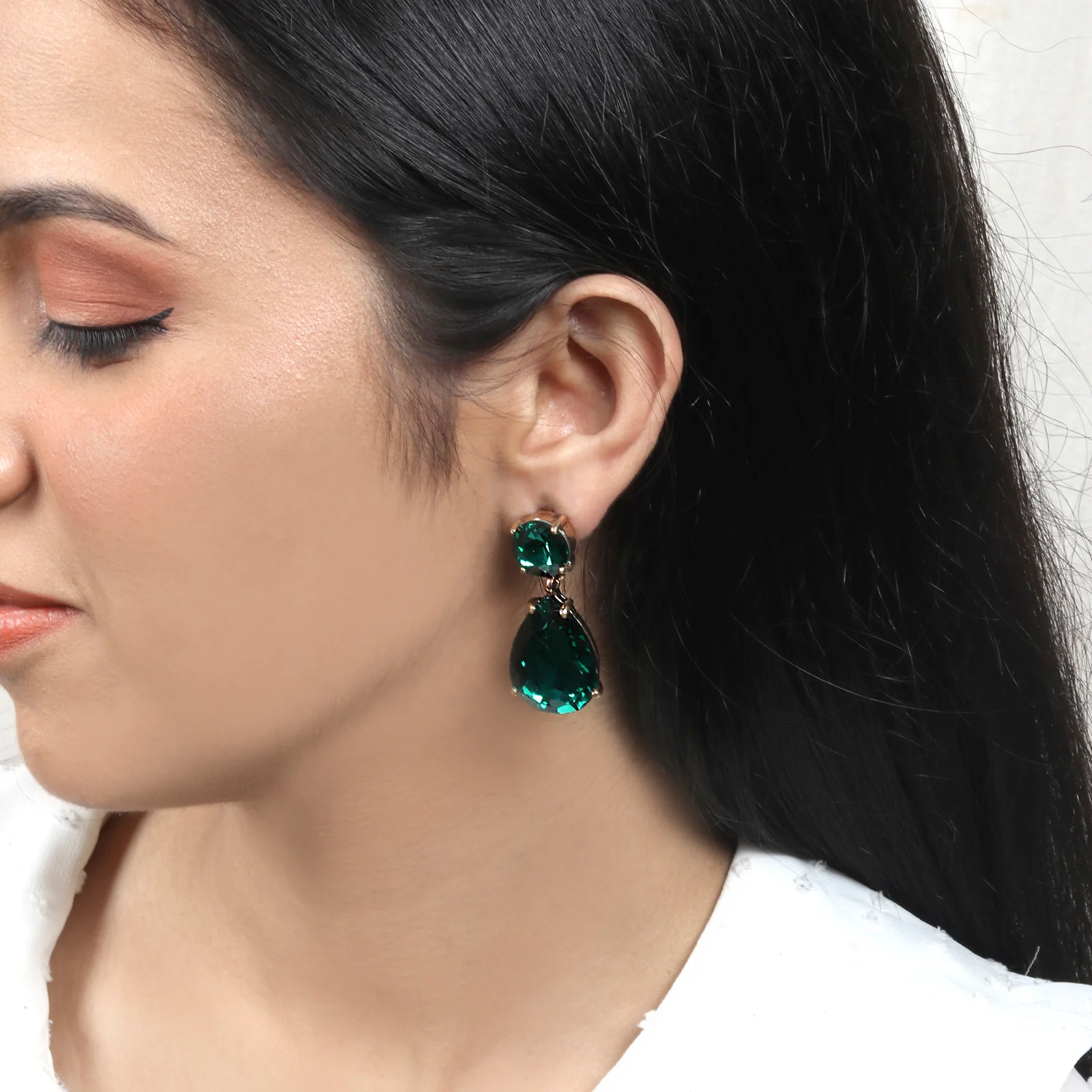Glam Up Green Drop Earrings - Image 2