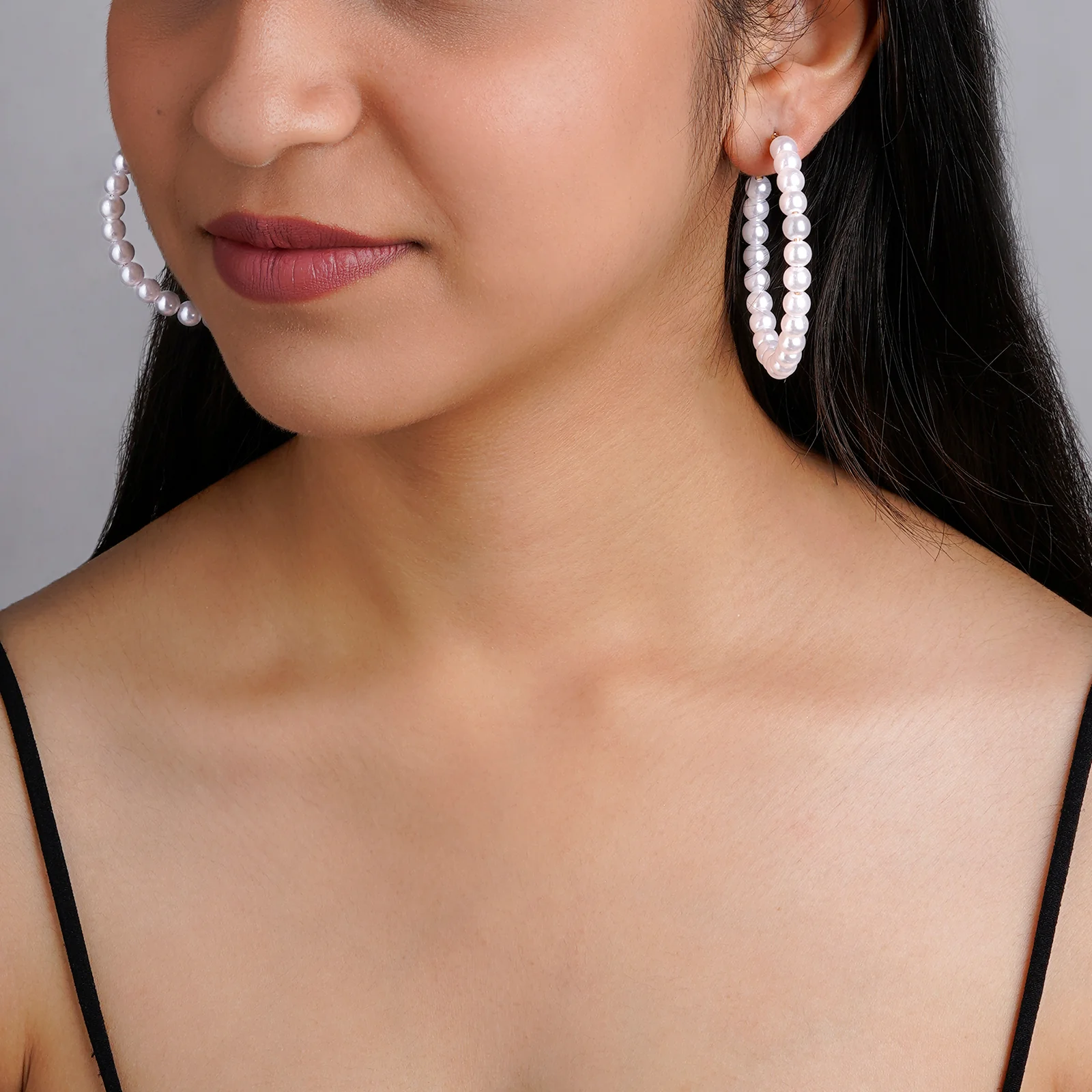 Glitz Pearl Hoop Earrings - Image 2