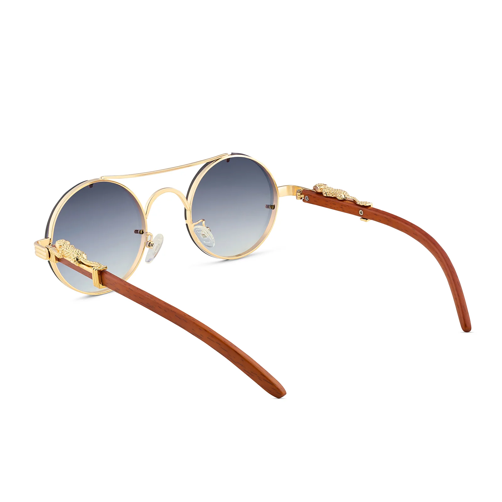 Glow Up Round Purple Sunglasses with Jaguar Accents - Image 3