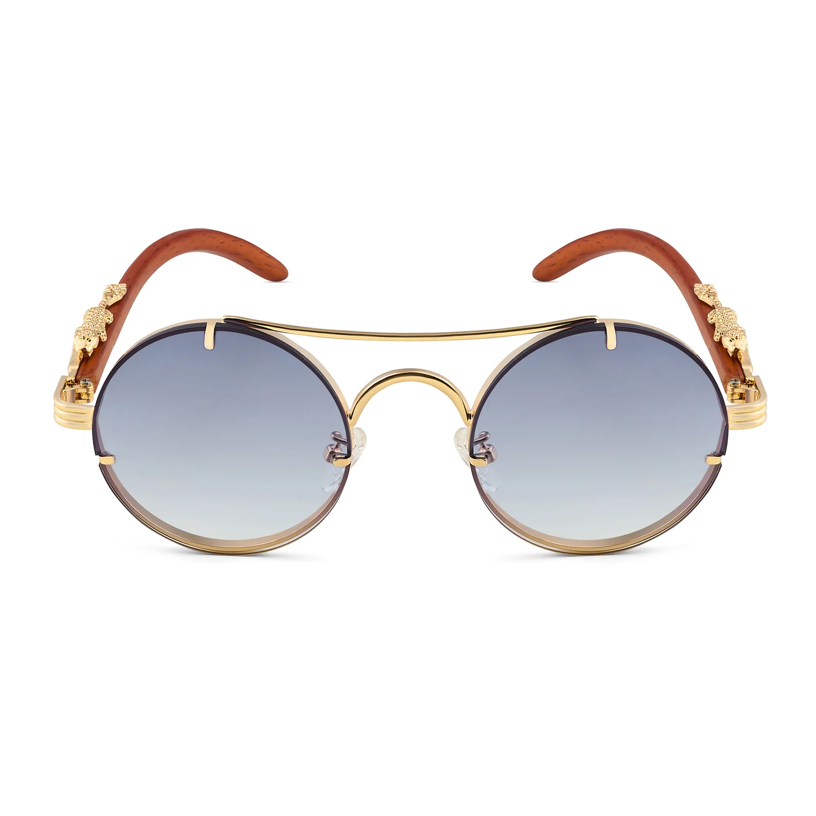 Glow Up Round Purple Sunglasses with Jaguar Accents - Image 4