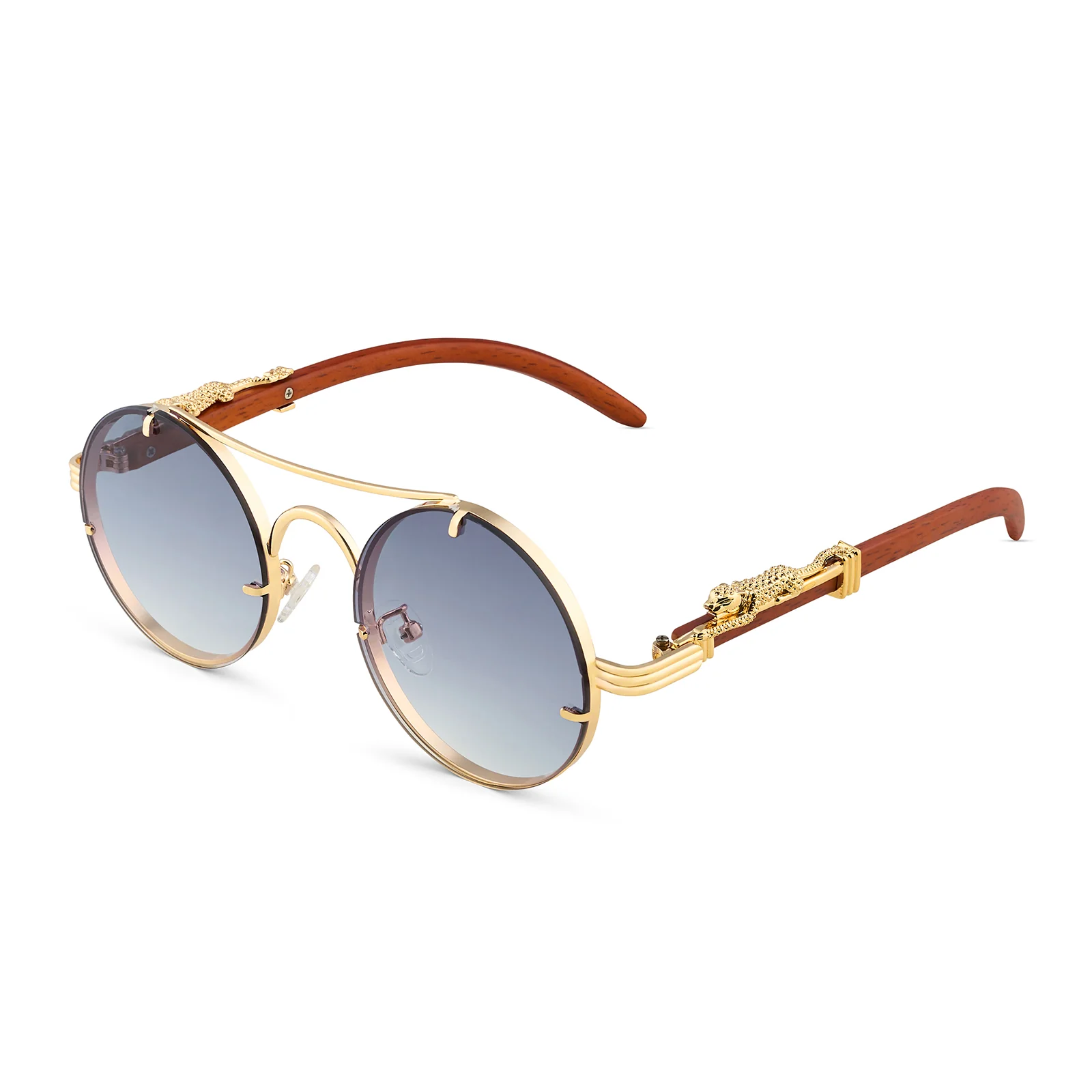 Glow Up Round Purple Sunglasses with Jaguar Accents - Image 5