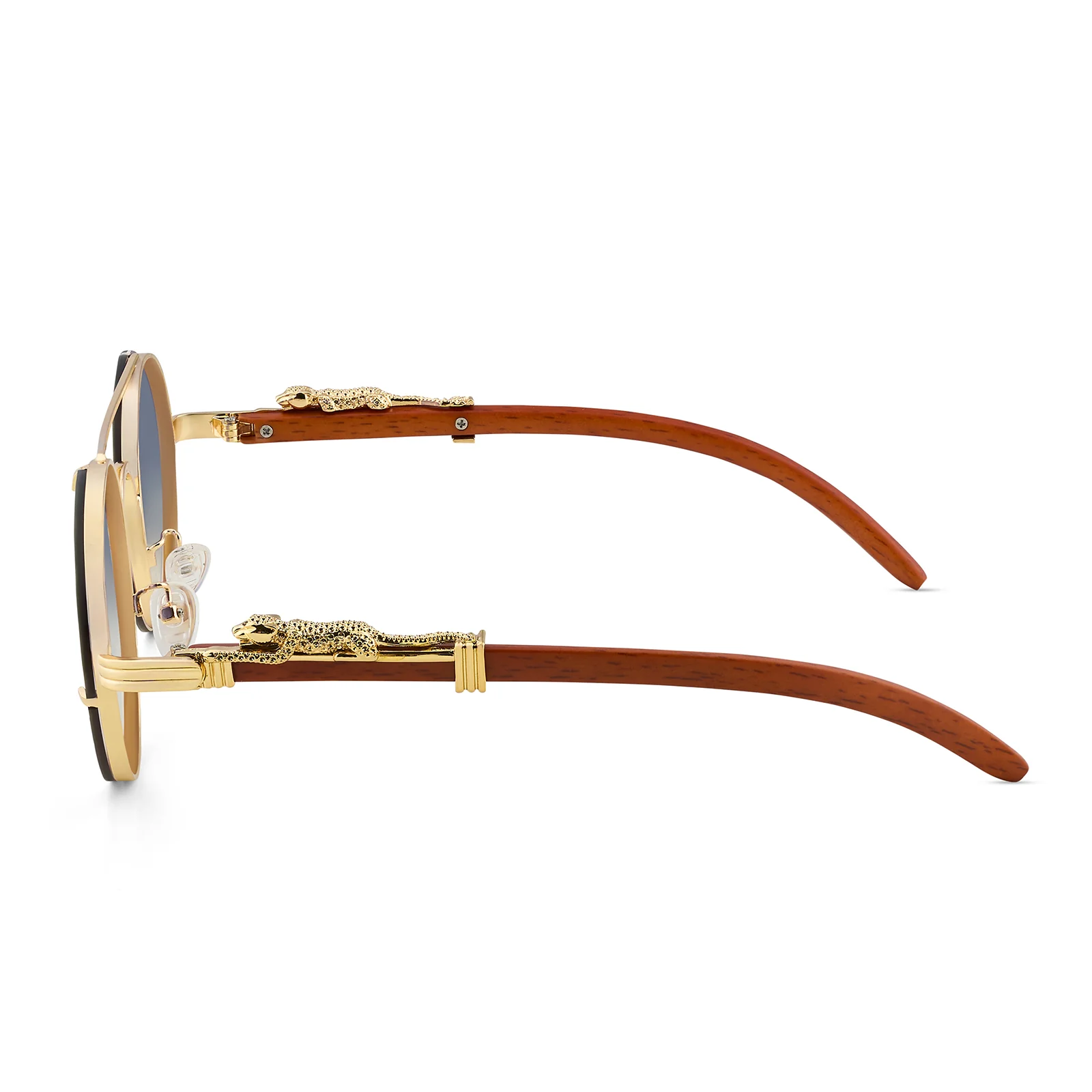 Glow Up Round Purple Sunglasses with Jaguar Accents - Image 6