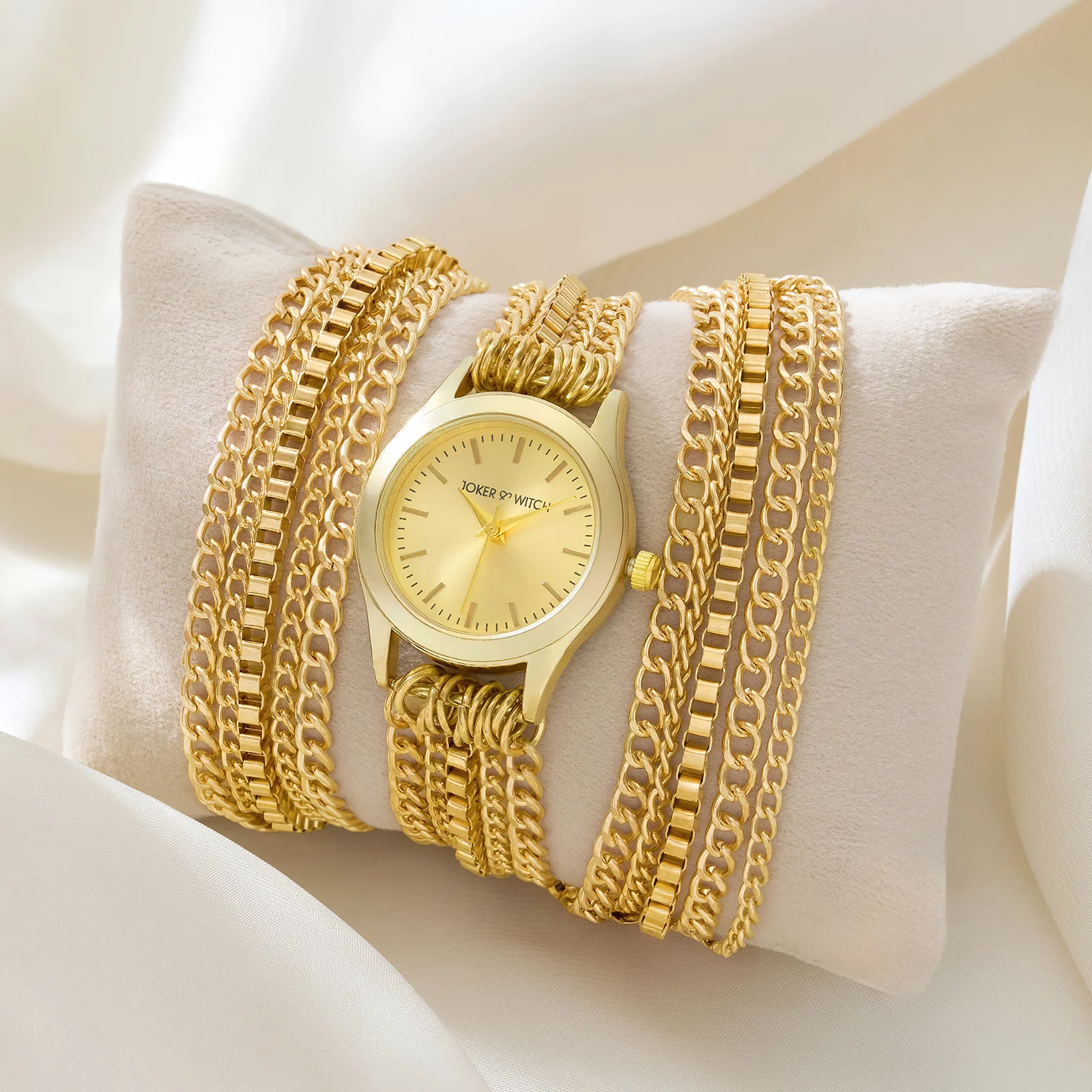 Party Gold Small Dial Chain Wrap Around Strap Women's Watch - Image 2