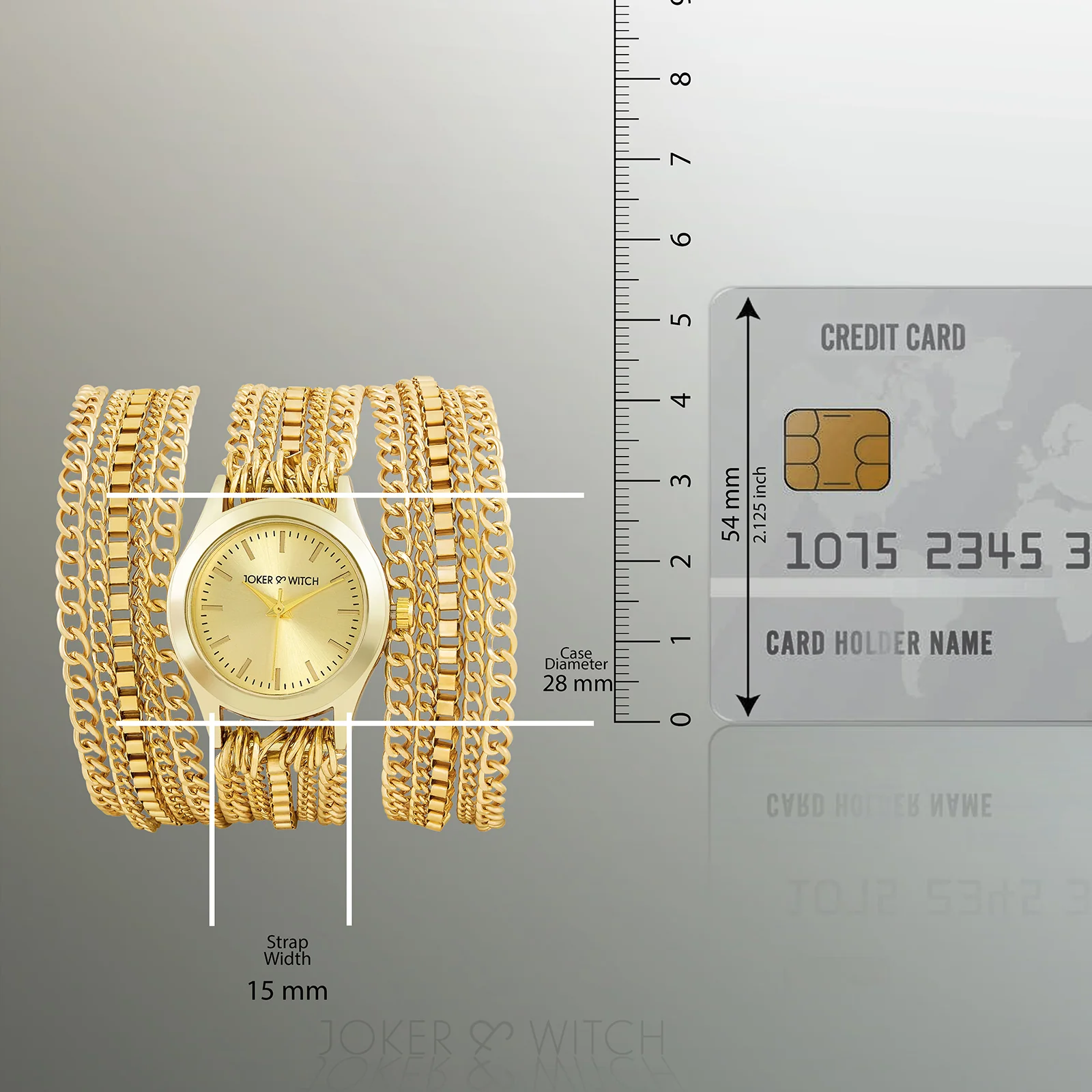 Party Gold Small Dial Chain Wrap Around Strap Women's Watch - Image 8