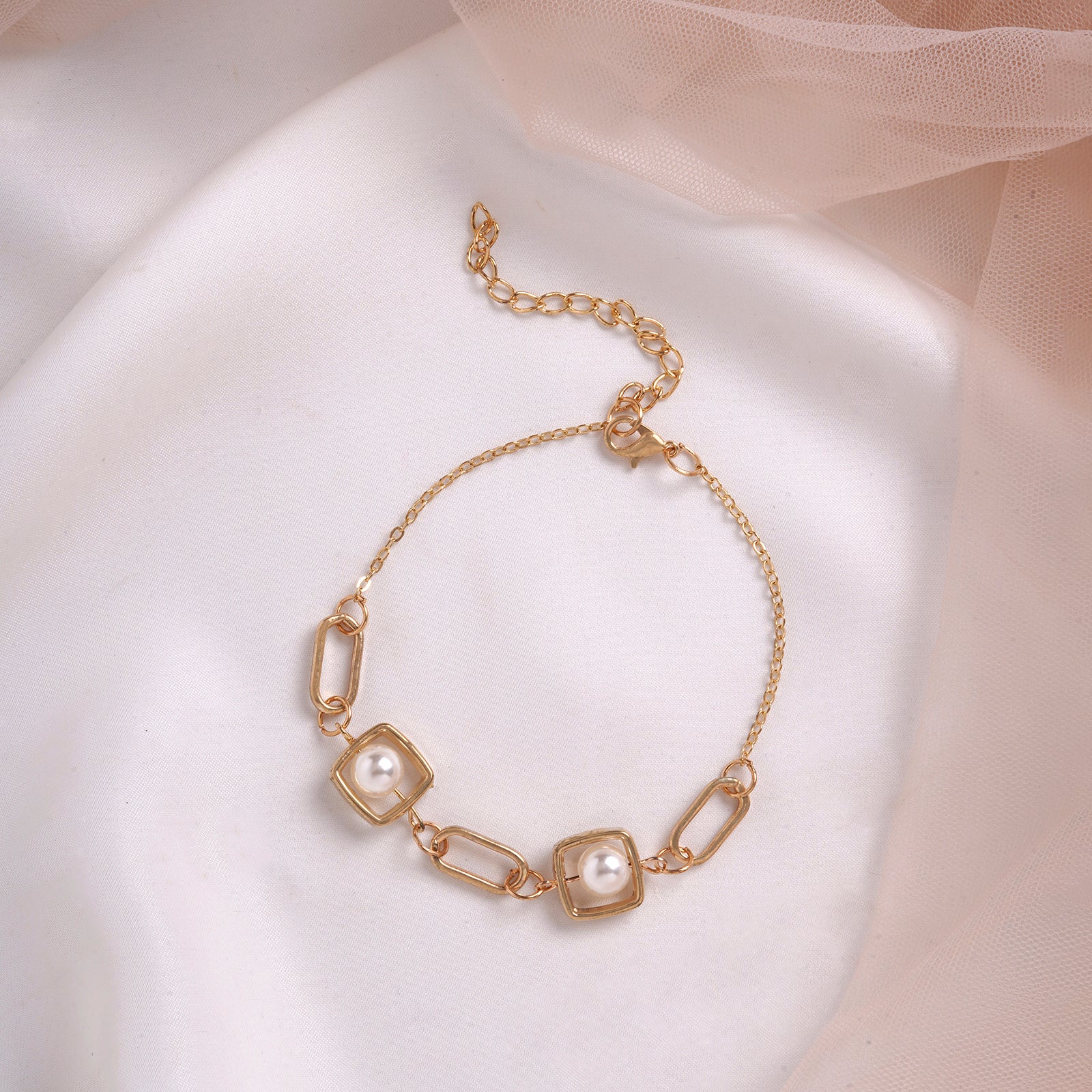 Bewitched Golden Pearl Linked Bracelet - Image 2