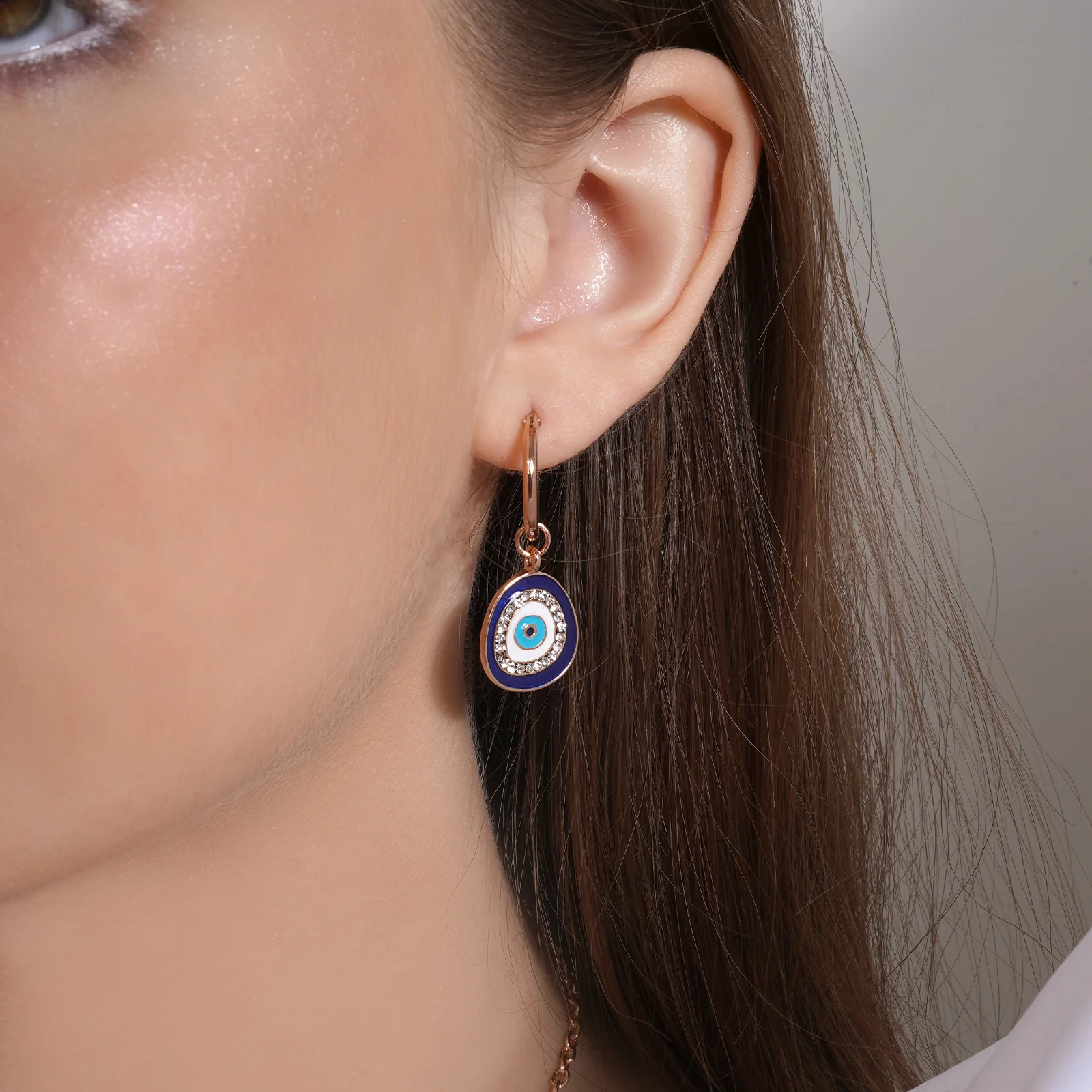 Good Luck Evil Eye Hoop Earrings - Image 2