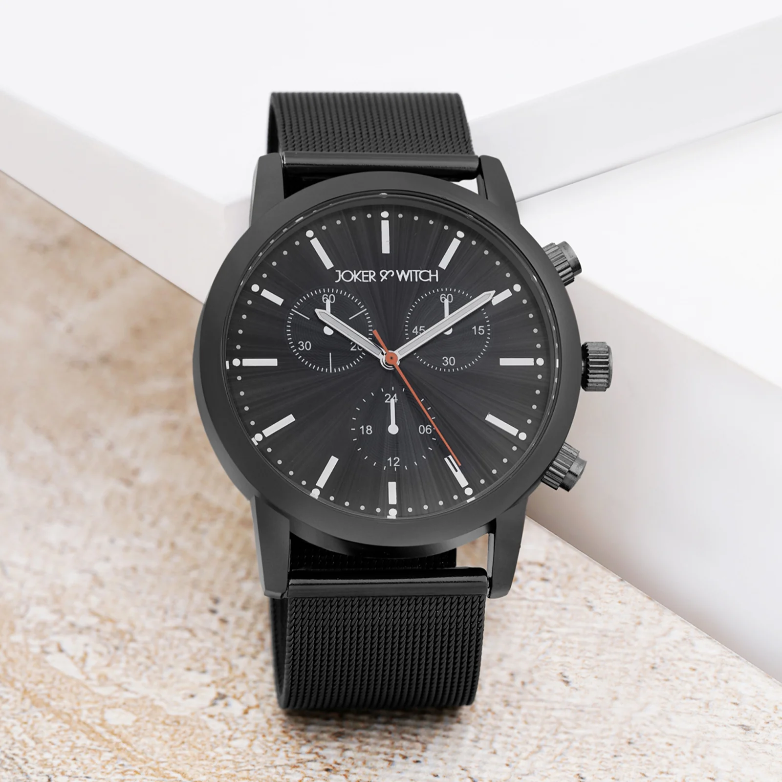 Granite Black Large Dial Mesh Strap Men's Watch - Image 2