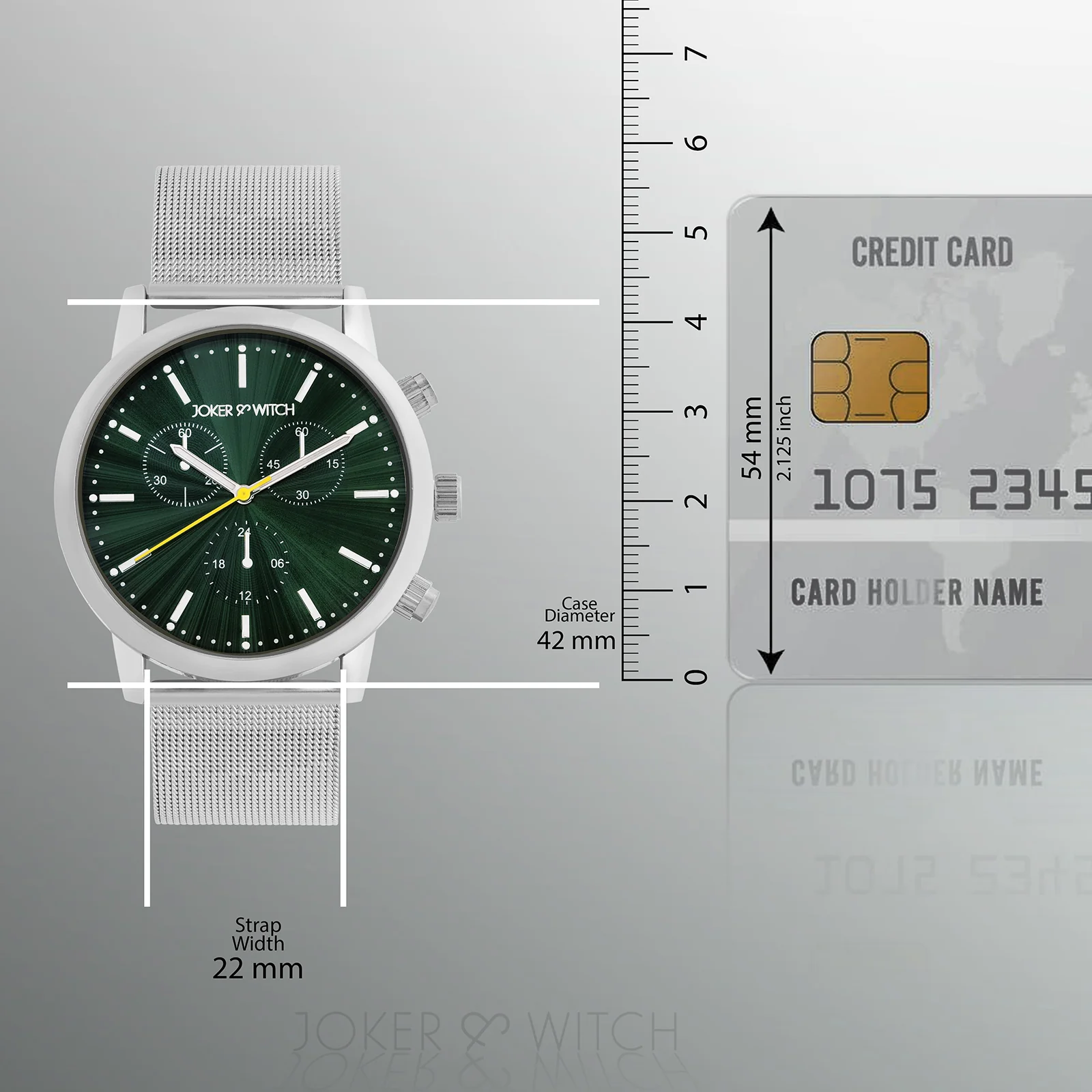 Granite Green Large Dial Silver Mesh Strap Men's Watch - Image 8