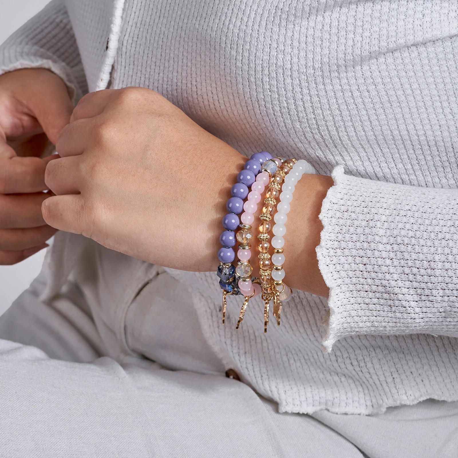 Guilty As Sin Purple Blue And Grey Beaded Bracelet - Image 2