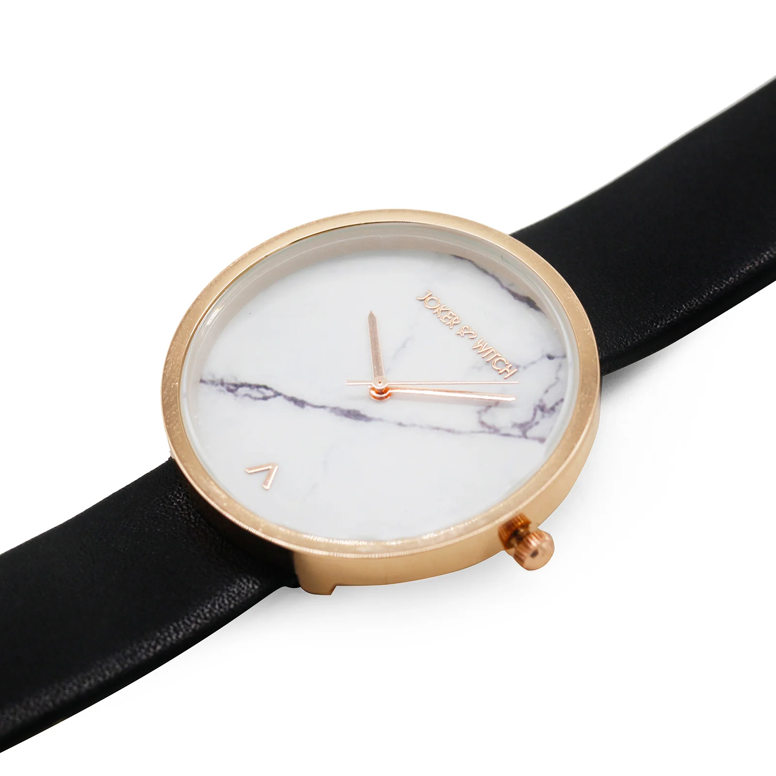 Hailey White Large Marble Dial Black PU Strap Women's Watch - Image 4