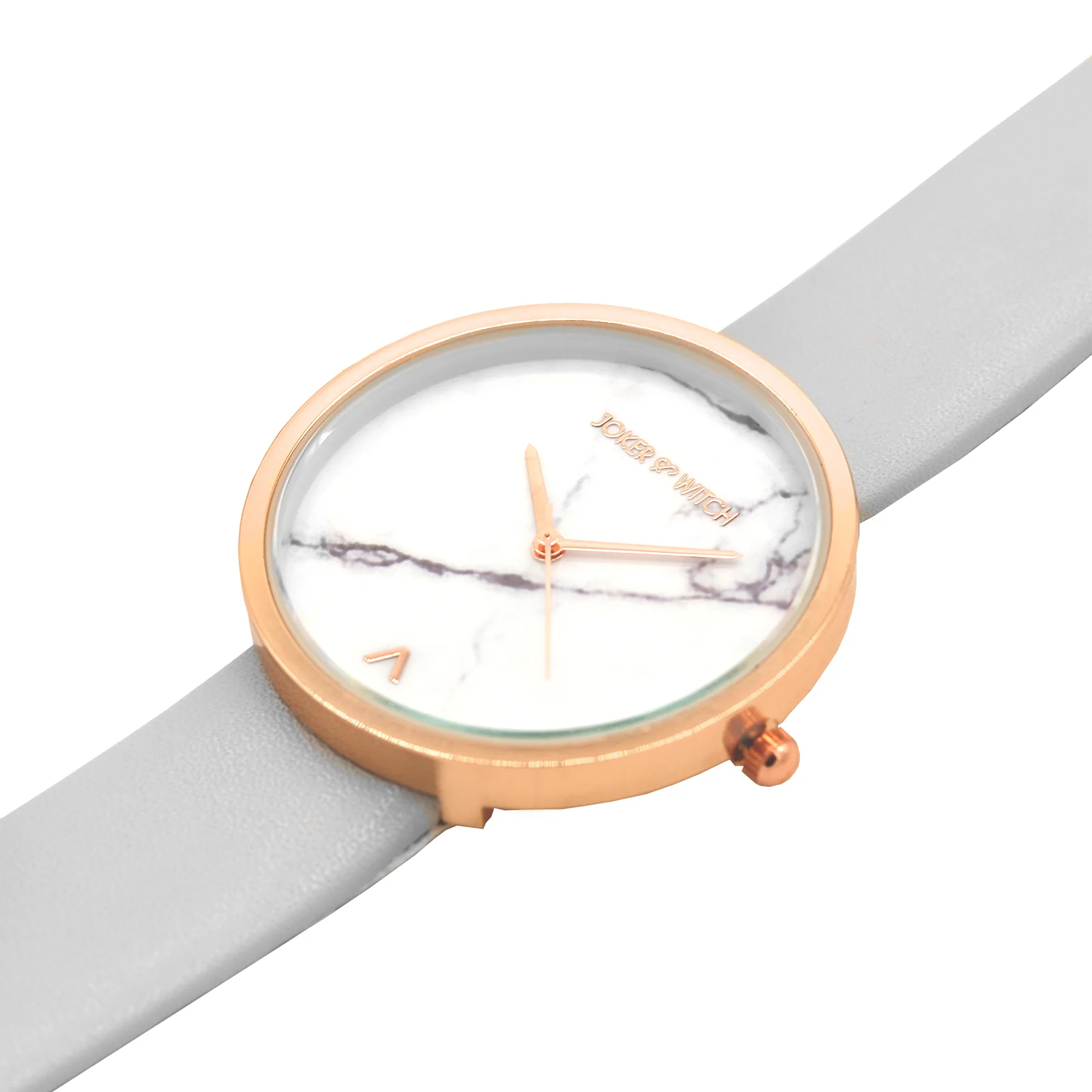 Hailey White Large Marble Dial Grey PU Strap Women's Watch - Image 4
