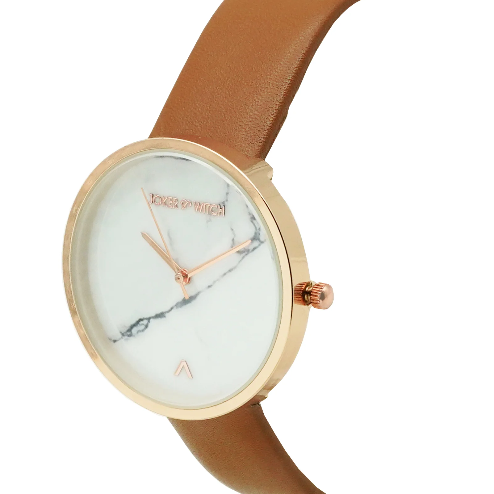 Hailey White Large Marble Dial Tan PU Strap Women's Watch - Image 3