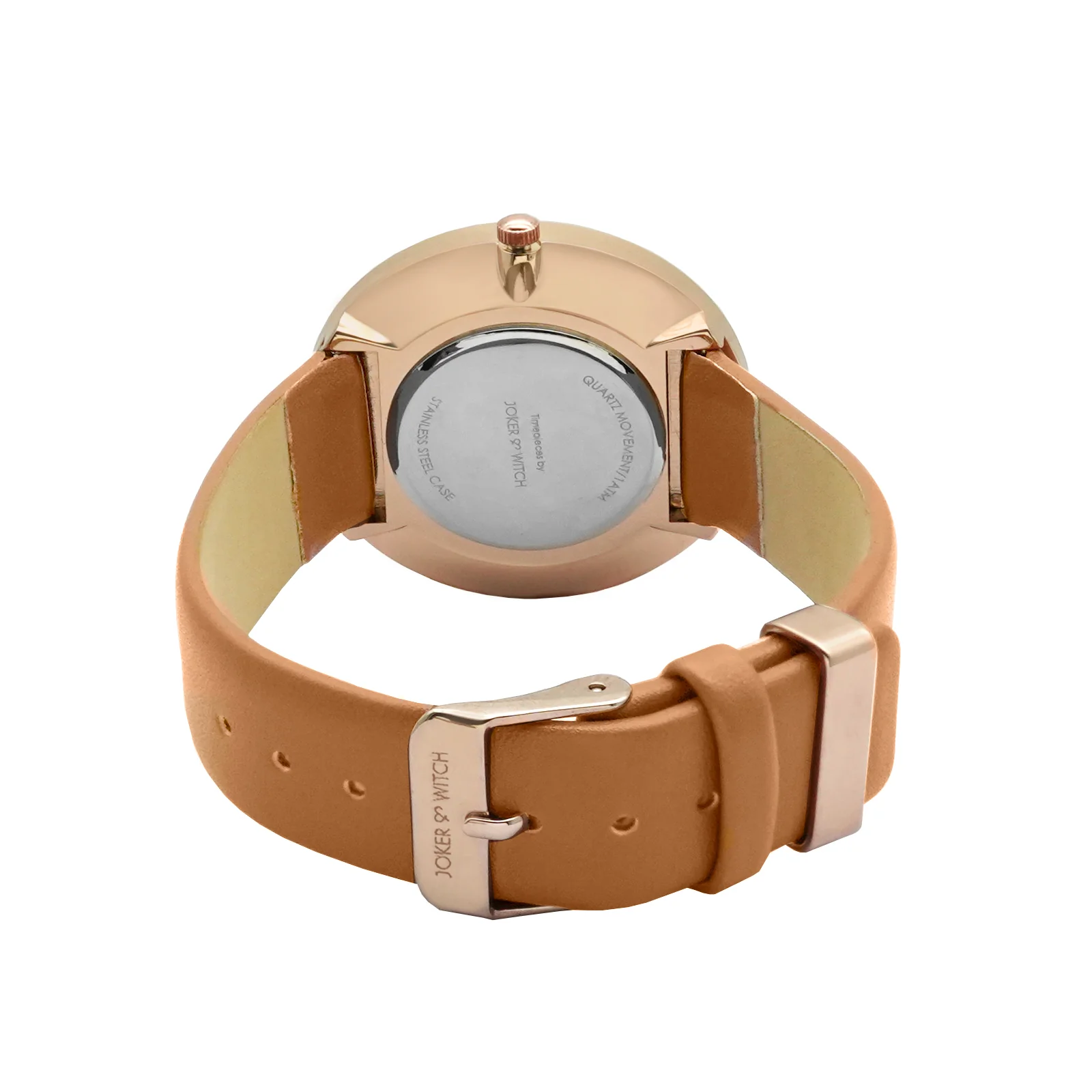 Hailey White Large Marble Dial Tan PU Strap Women's Watch - Image 4