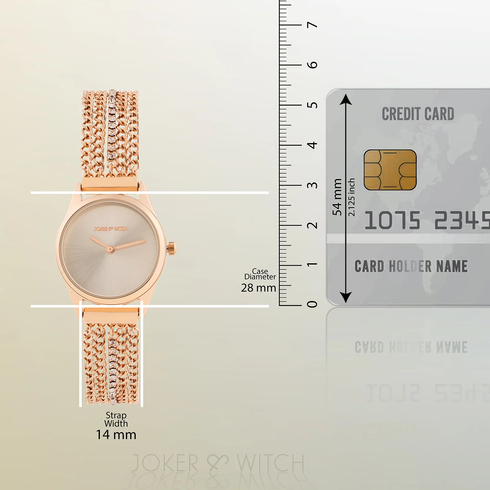 Haisley Silver Small Dial Rose Gold Chain Strap Women's Watch - Image 9