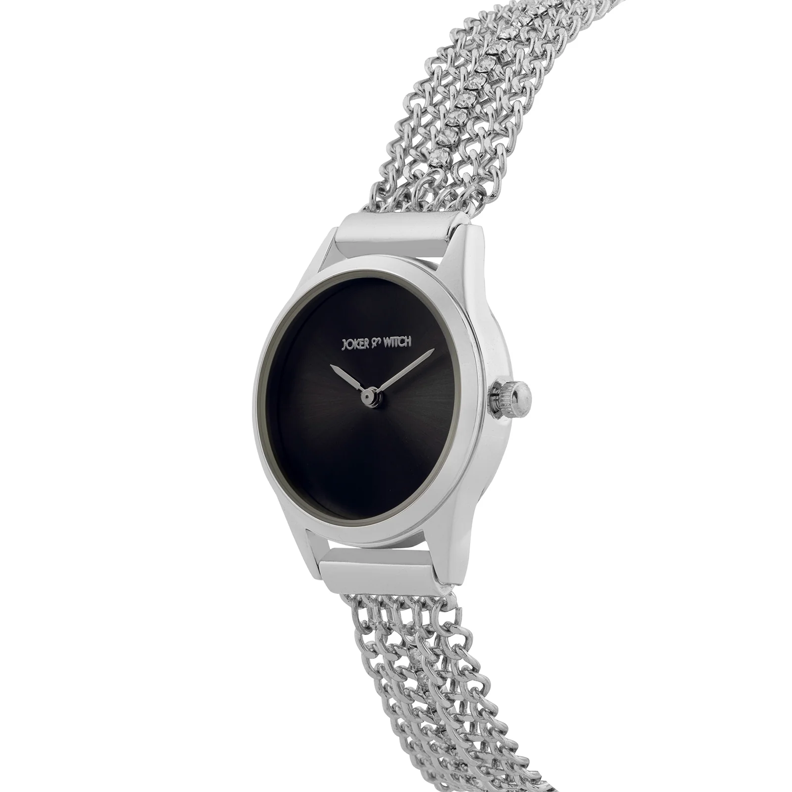 Haisley Black Small Dial Silver Chain Strap Women's Watch - Image 4