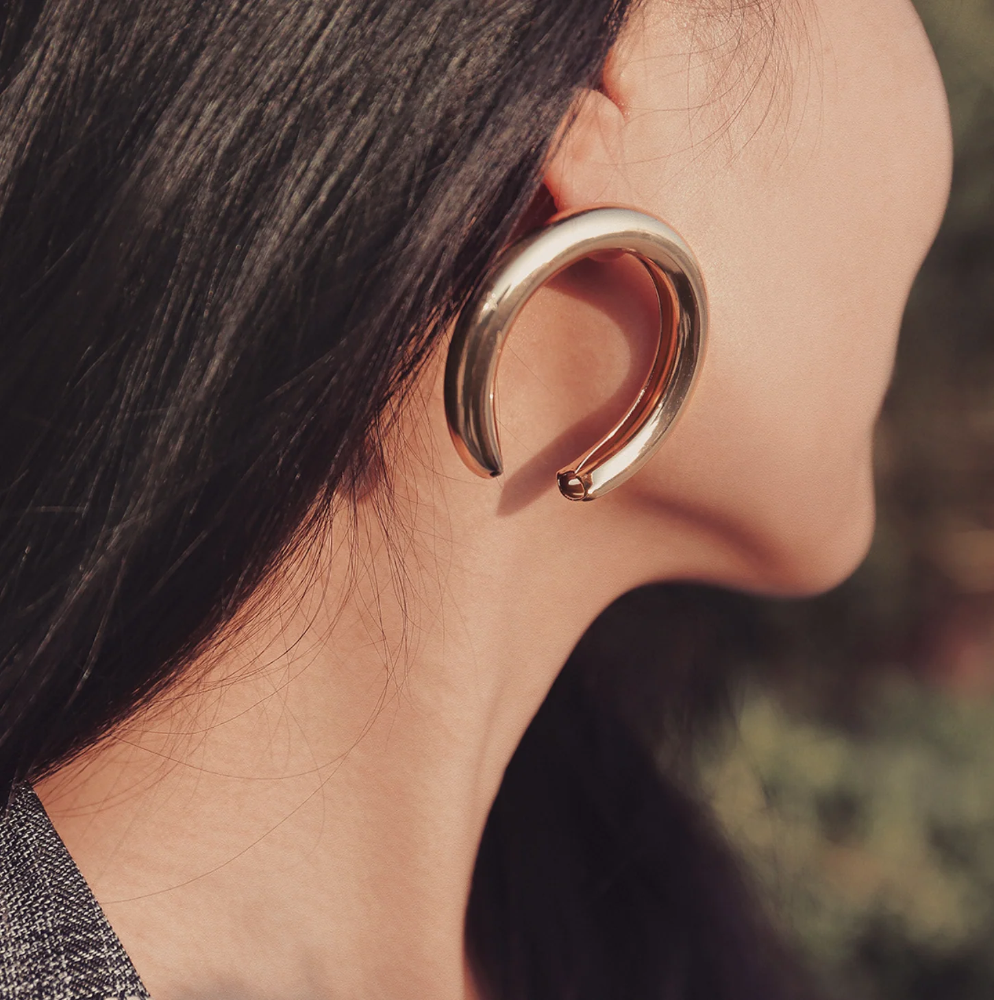 Half Moon Gold Earrings - Image 2